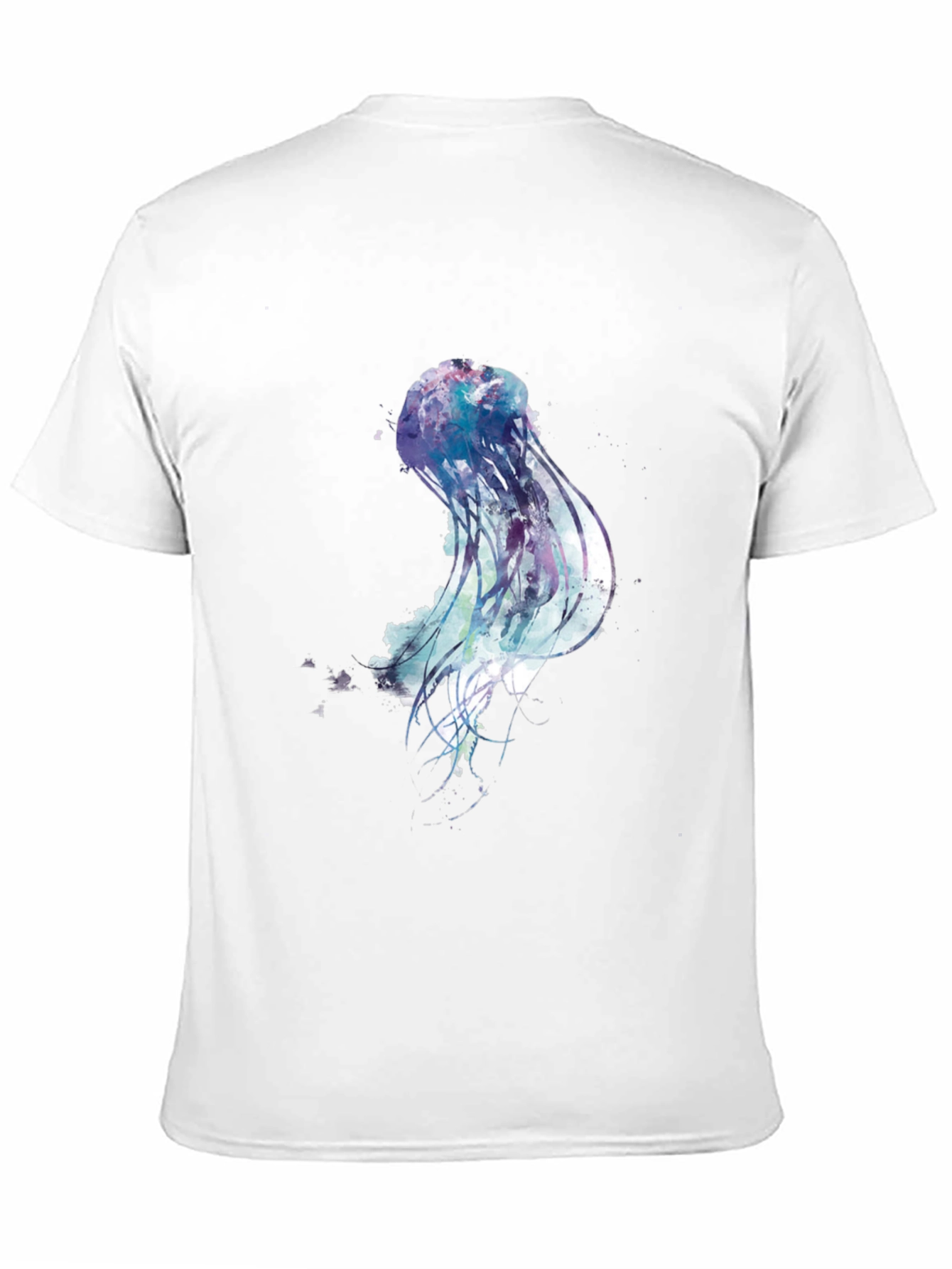 Black Jellyfish Watercolor Graphic Print Black T-Shirt view 11