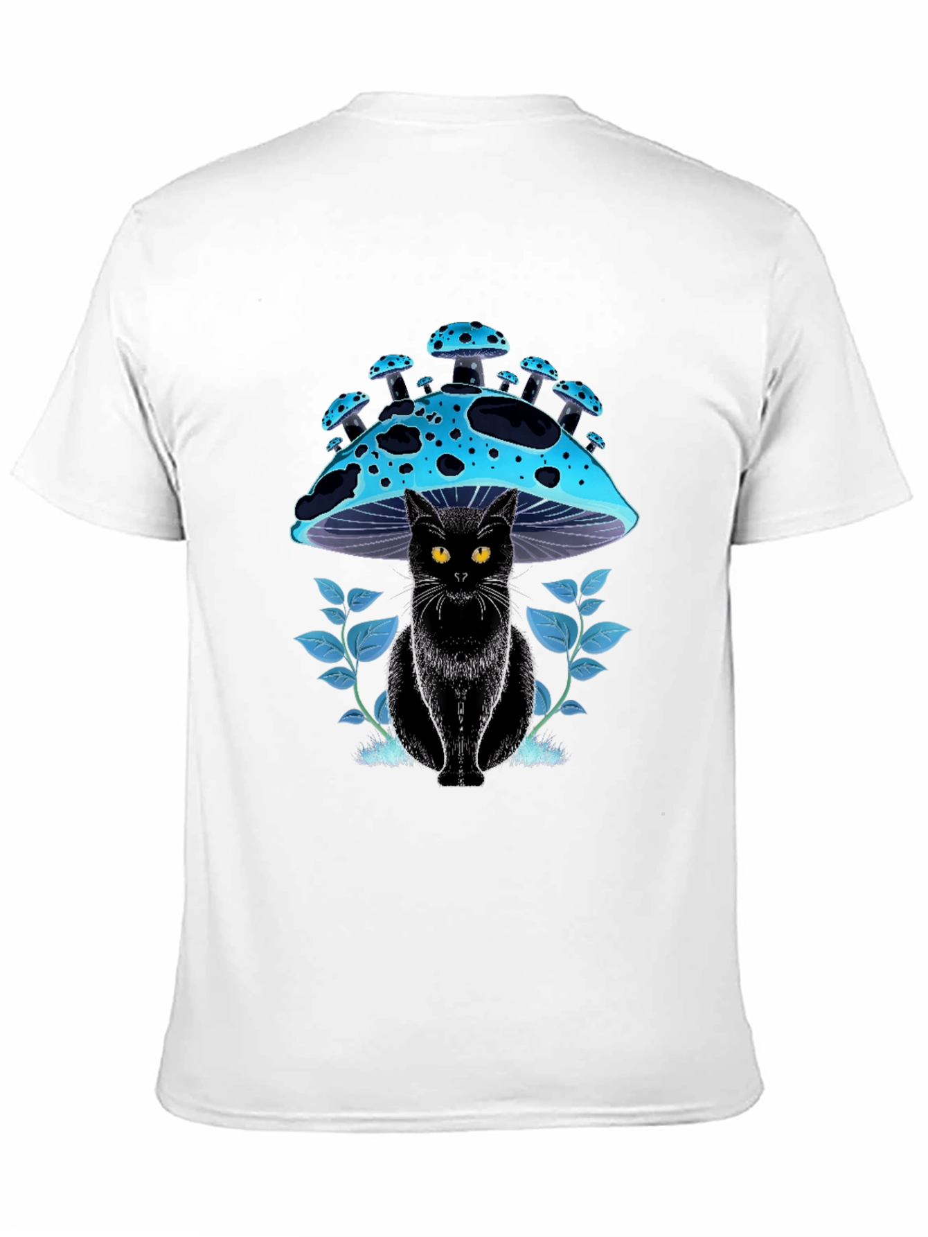 Black Black Cat Mushroom T-Shirt - Unique Graphic Tee view 11