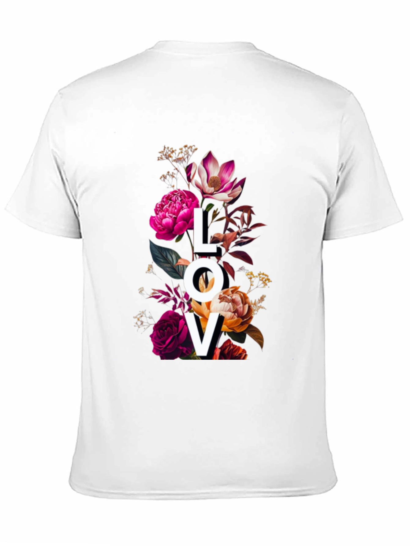Black Floral LOVE Graphic Print T-Shirt view 11