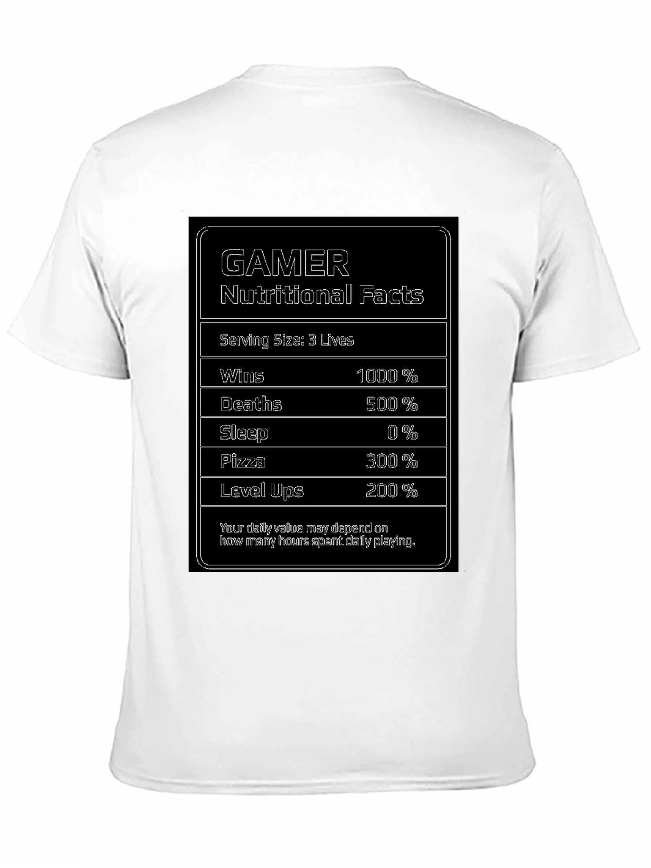 Black Gamer Nutritional Facts Funny T-Shirt view 11