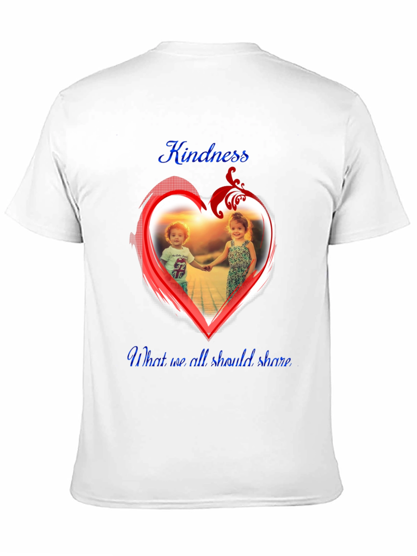 Black Kindness Share Black T-Shirt With Heart Graphic view 11