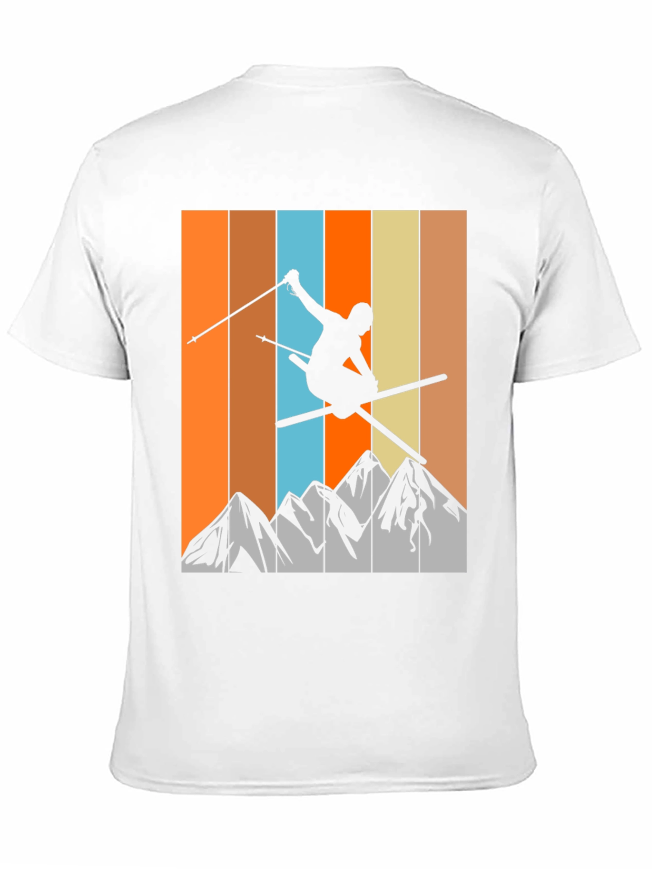 Black Retro Skiing T-Shirt - Mountain Silhouette Tee view 11
