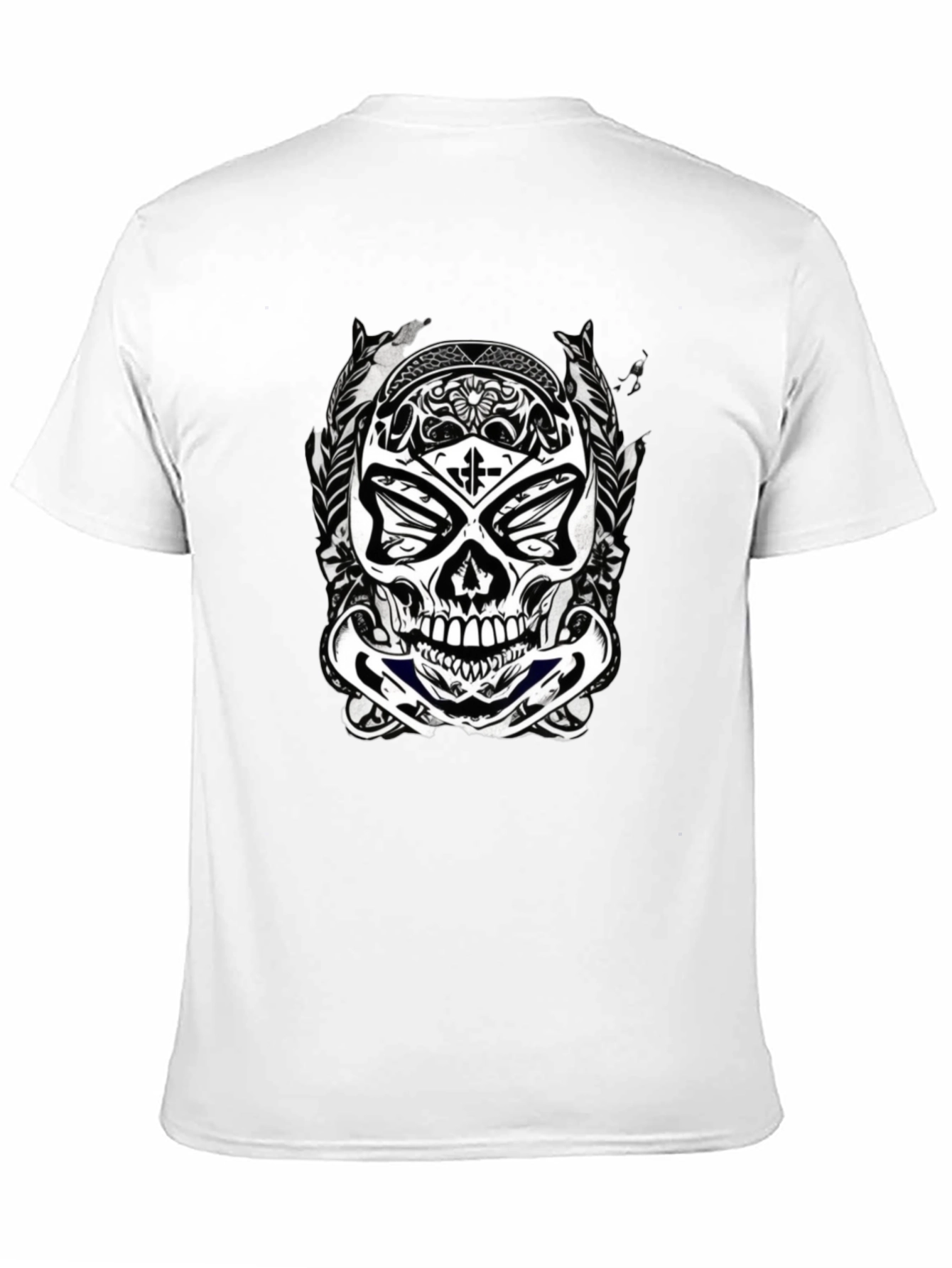 Black Skull Graphic Black T-Shirt for Men view 11