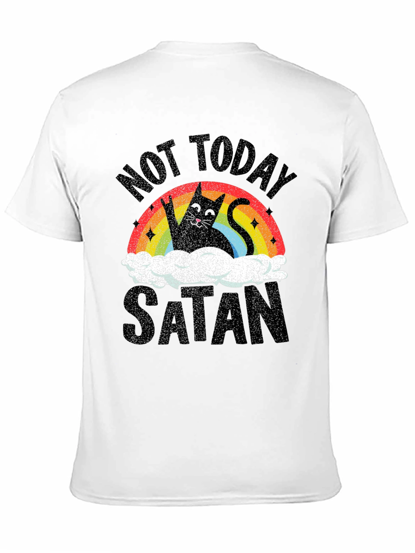 Black Not Today Satan Cat Graphic T-Shirt view 11