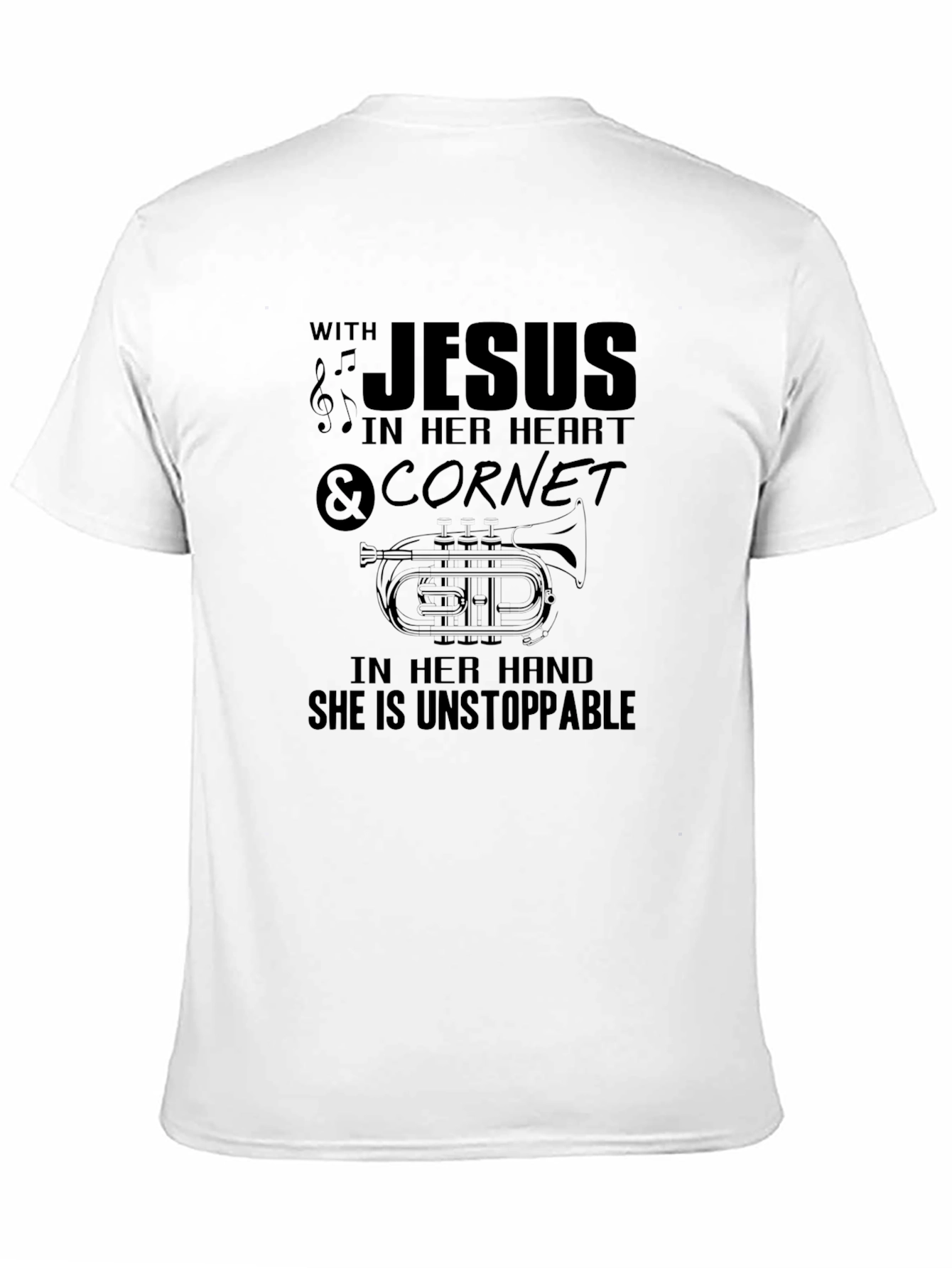 Black Unstoppable With Jesus & Cornet Black T-Shirt view 11