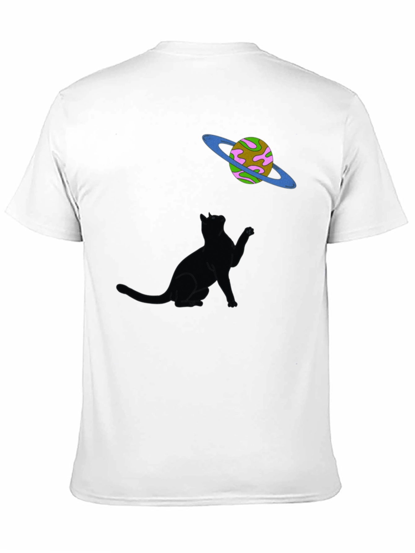 Black Cosmic Cat T-Shirt - Black Graphic Tee view 11