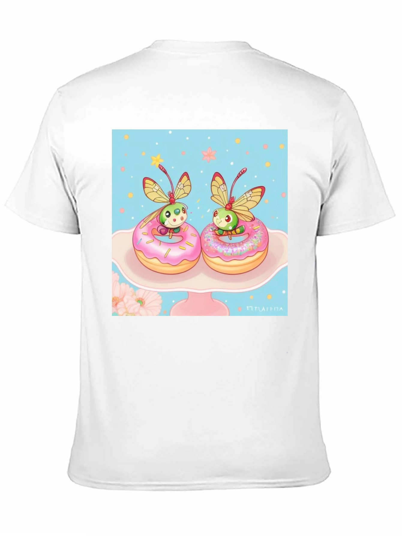 Black Cute Bug on Donut T-Shirt view 11