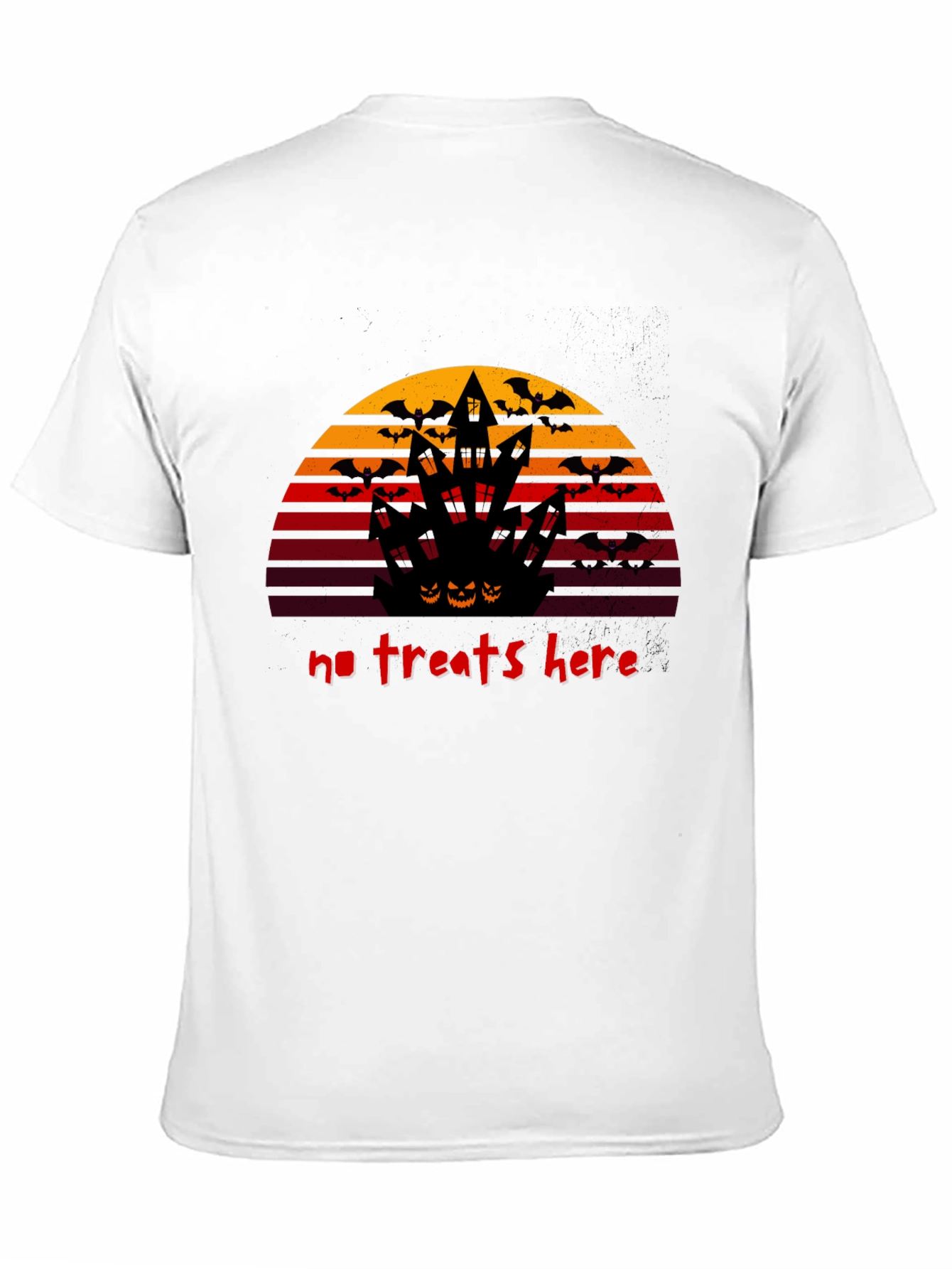 Black Halloween No Treats Here Graphic T-Shirt view 11