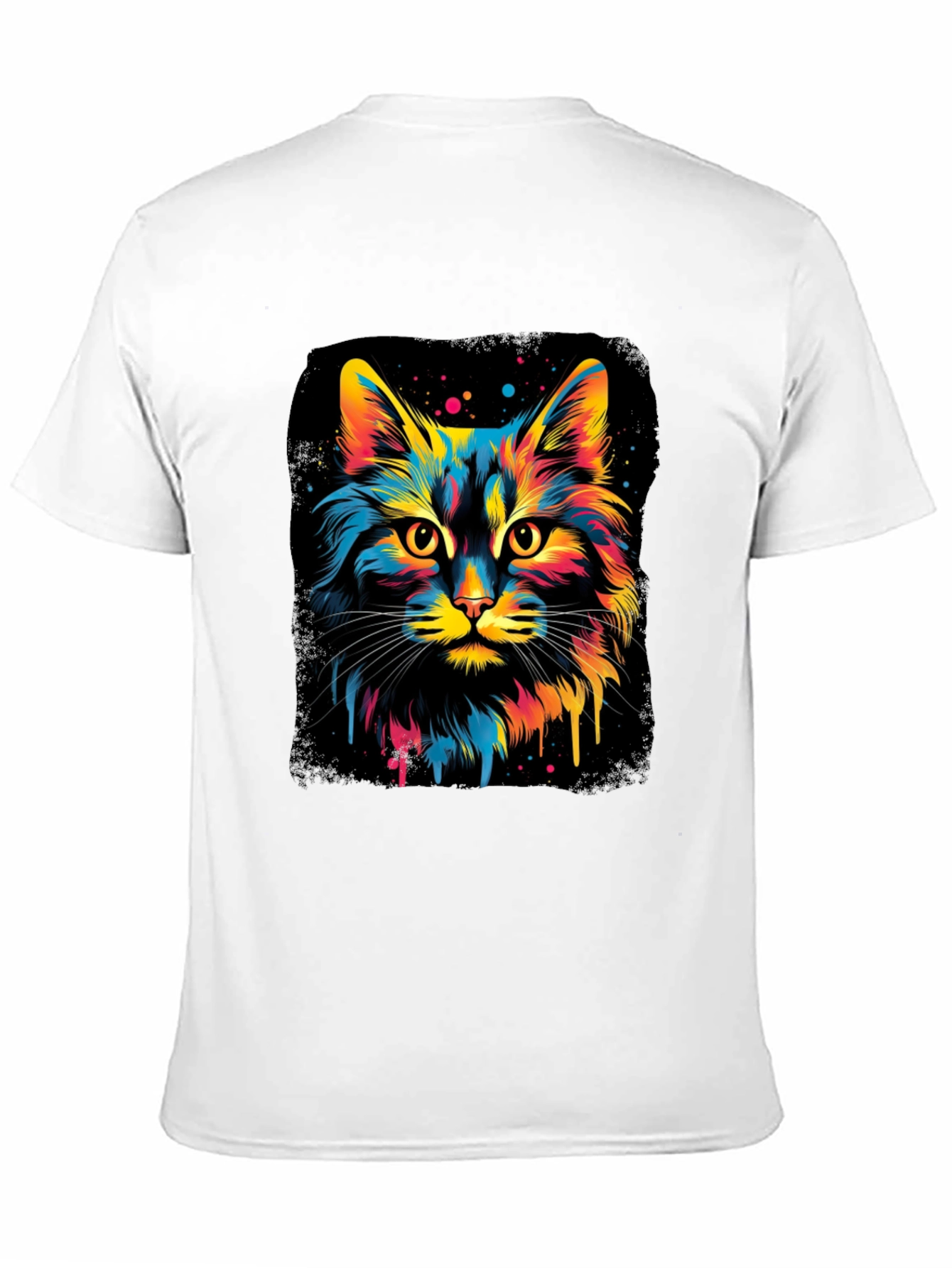 Black Colorful Cat Graphic Black T-Shirt view 11