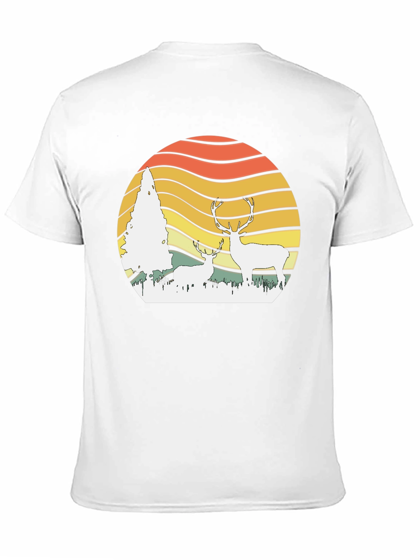 Black Retro Deer Sunset Graphic Tee - Nature Lover's T-Shirt view 11