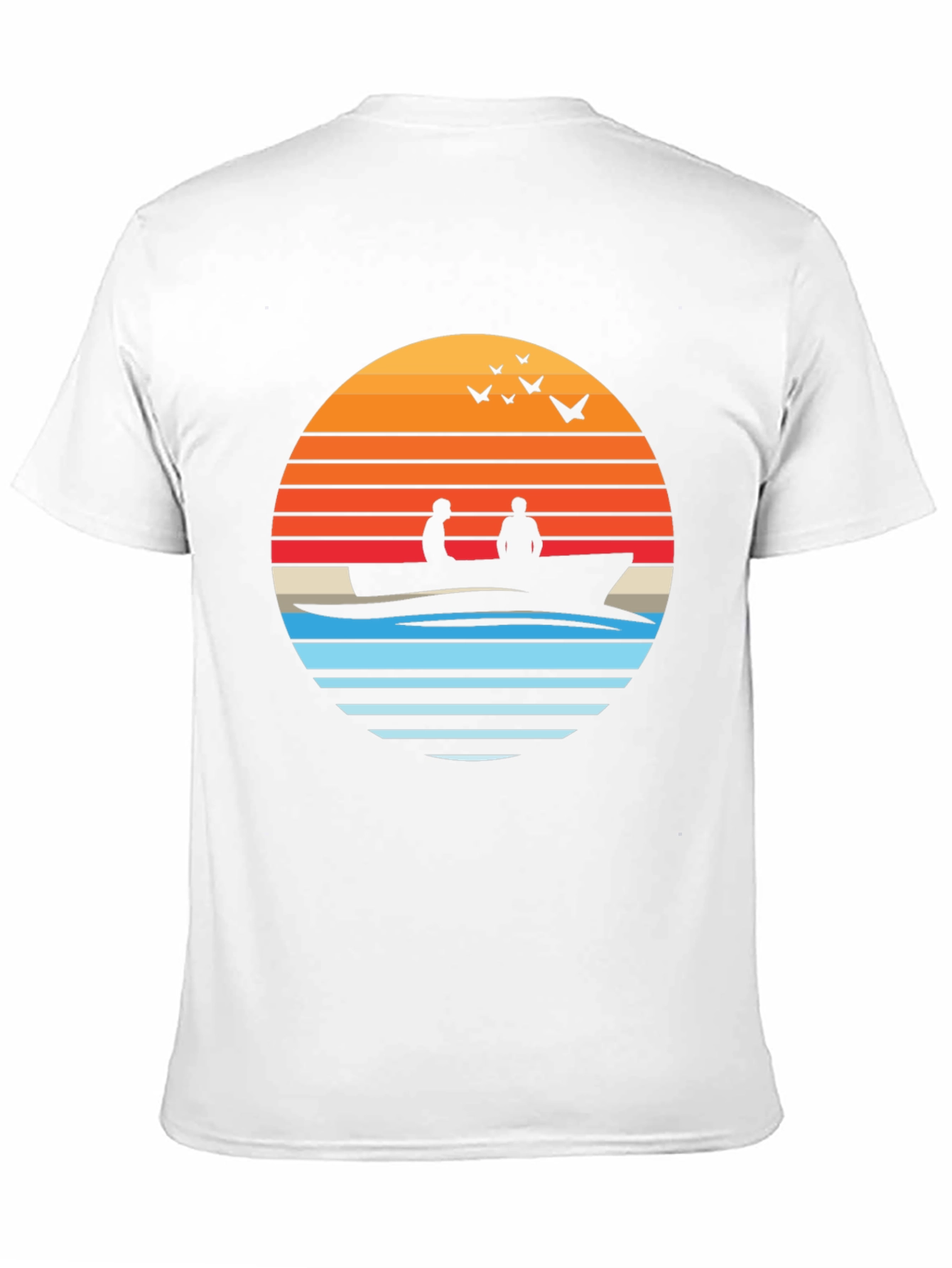 Black Sunset Silhouette Boat T-Shirt view 11