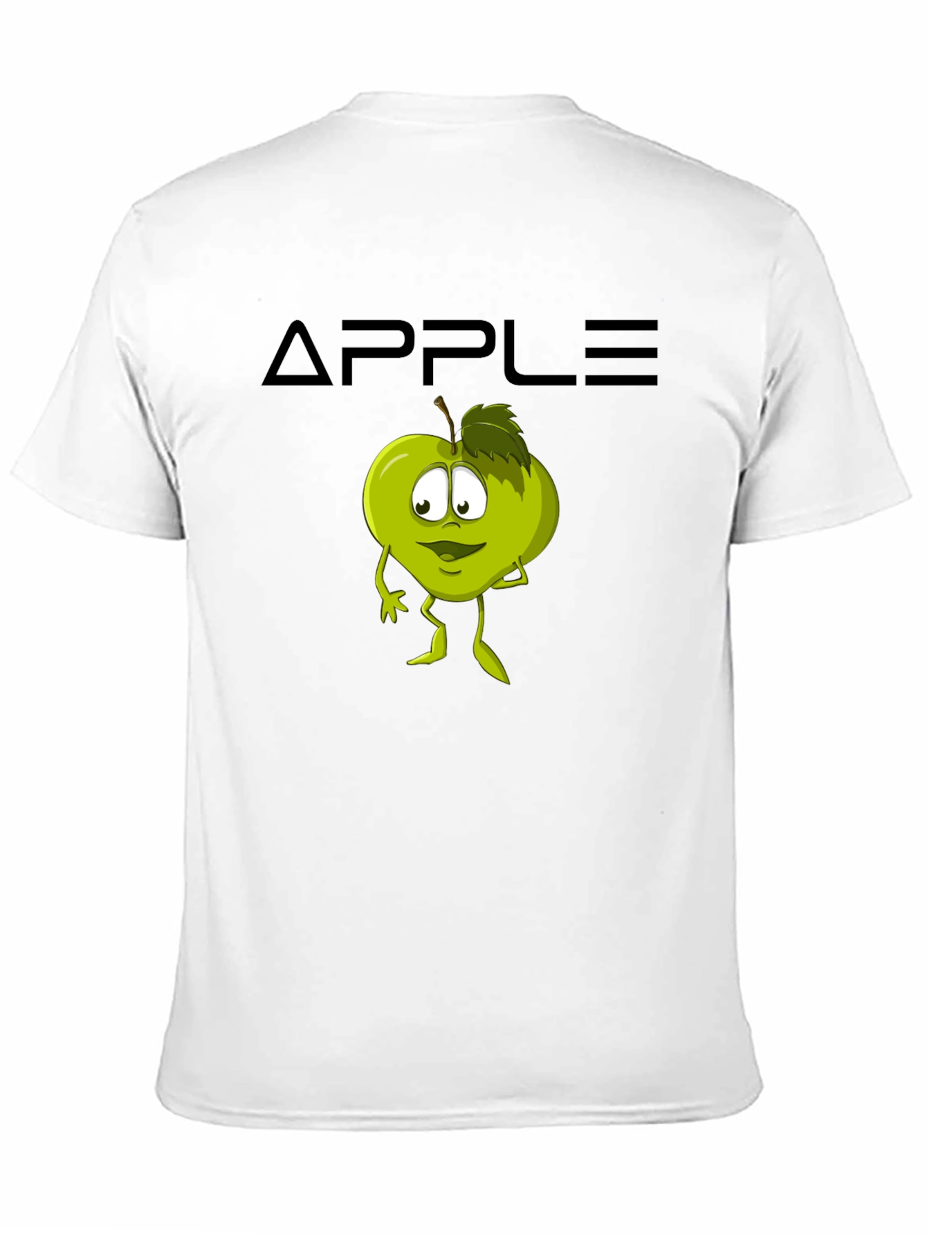 Black Funny Apple Cartoon Graphic Black T-Shirt view 11