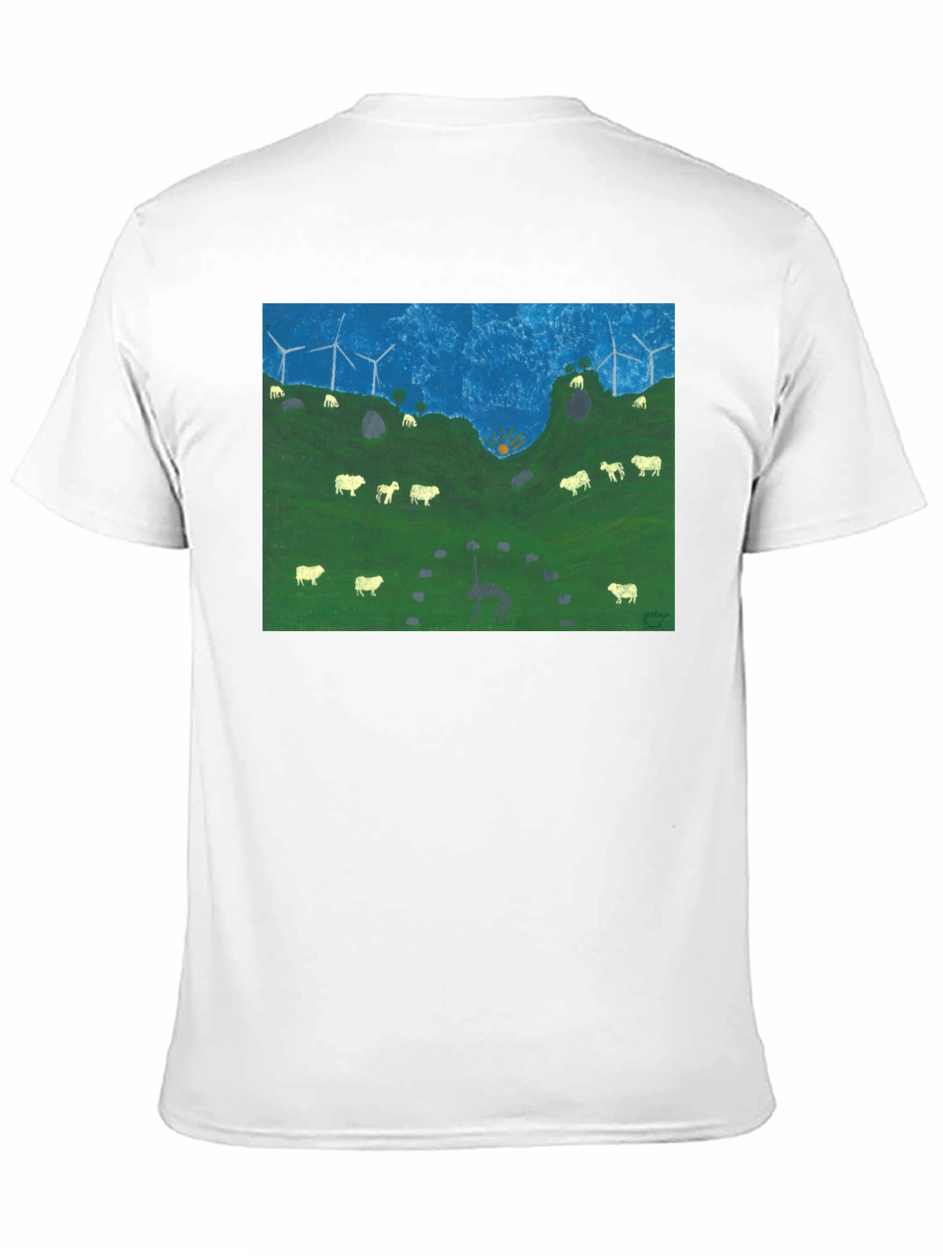 Black Wind Turbines & Sheep Graphic Tee view 11