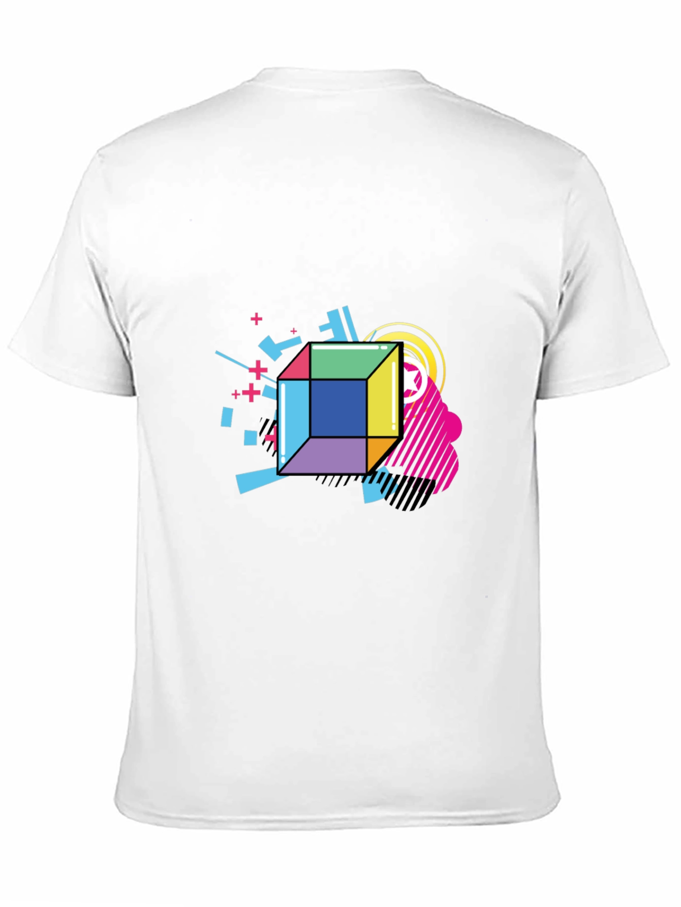 Black Geometric Cube Graphic Black Tee view 11