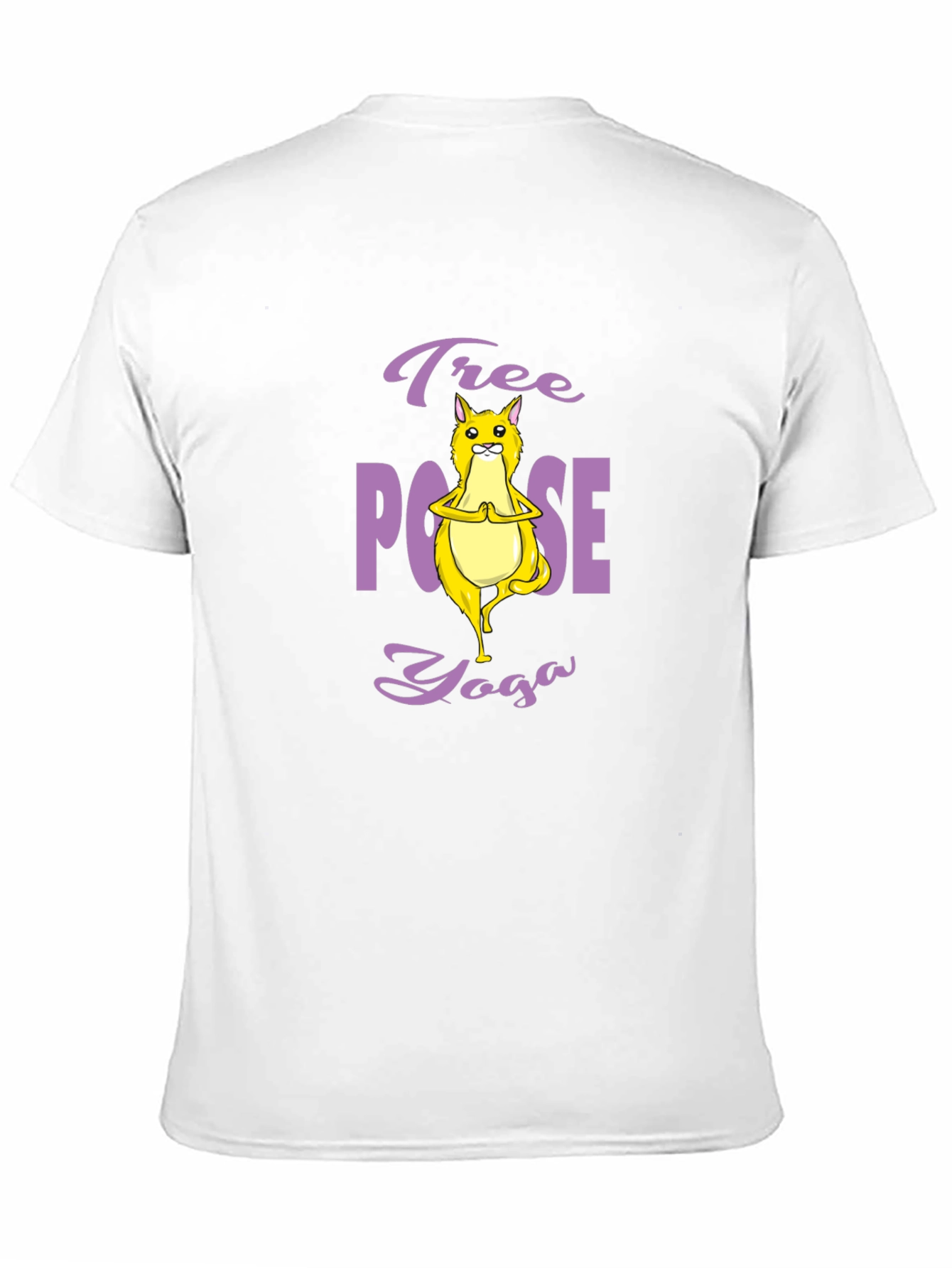 Black Tree Pose Yoga Cat Graphic Tee - Black Cotton T-Shirt view 11