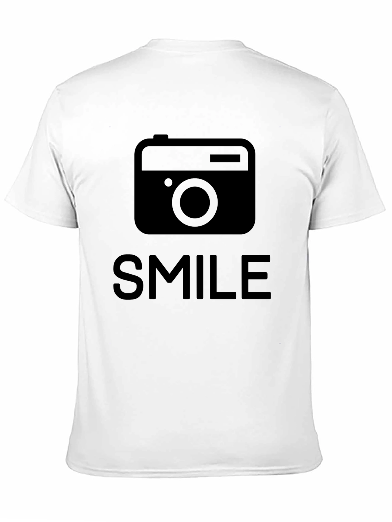 Black Smile Camera Graphic T-Shirt - Black Crew Neck Tee view 11