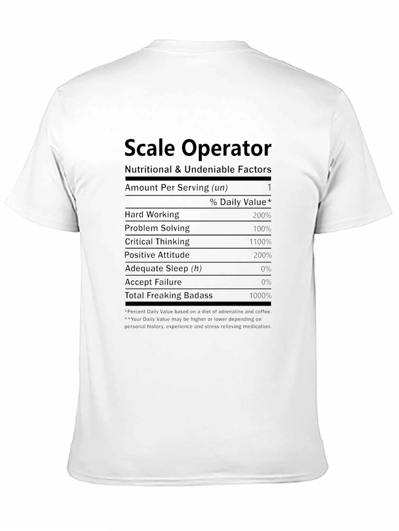 Black Scale Operator Nutritional Facts T-Shirt view 11