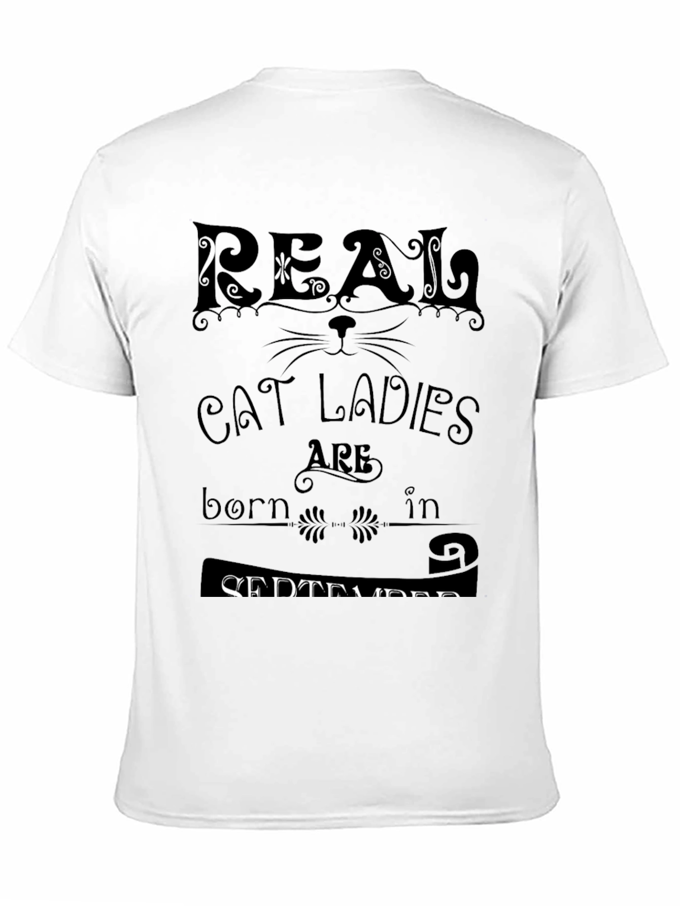 Black Real Cat Ladies Are Born In September Black T-Shirt view 11
