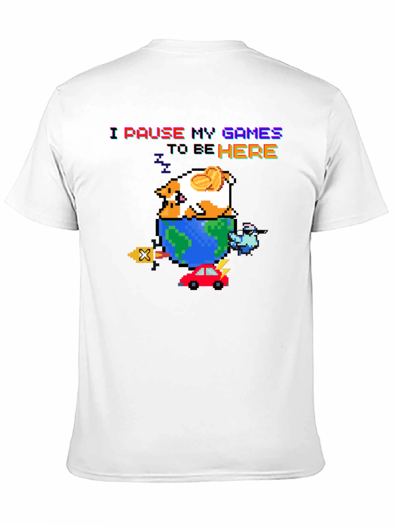 Black Pixel Art Gamer T-Shirt - I Pause My Games view 11
