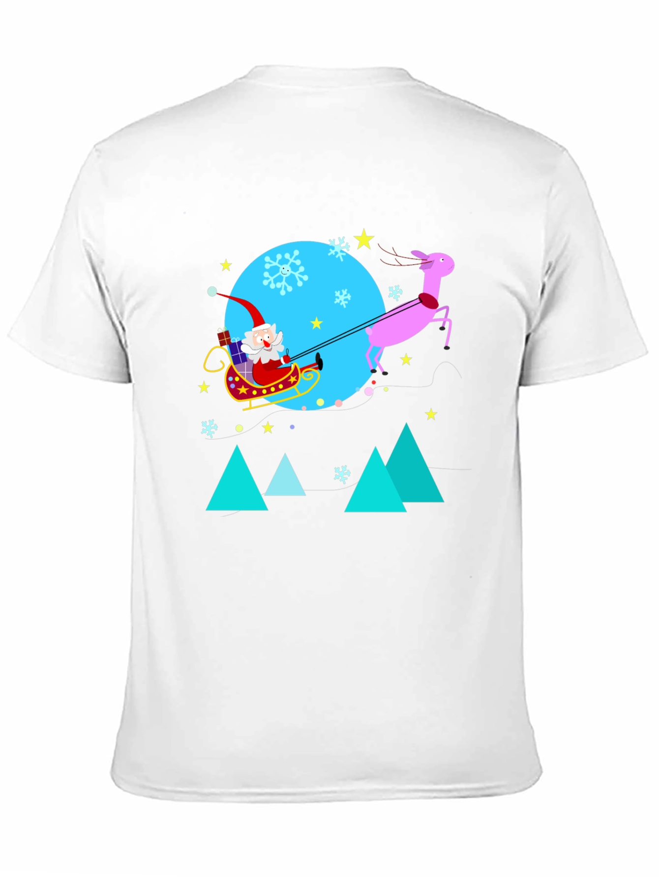 Black Festive Holiday T-Shirt - Santa & Reindeer view 11