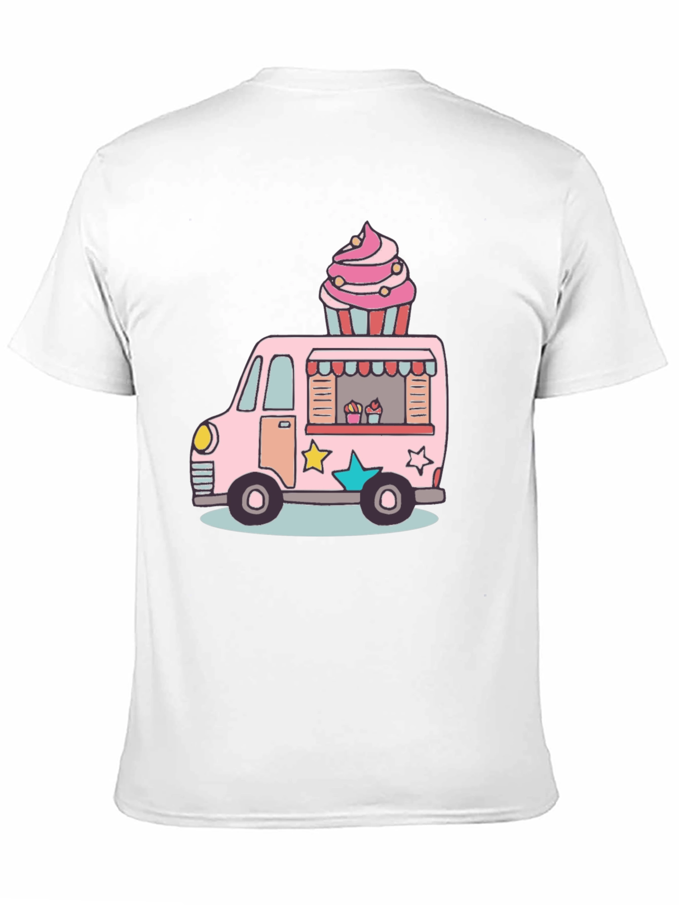 Black Cupcake Truck Graphic T-Shirt - Novelty Foodie Tee view 11