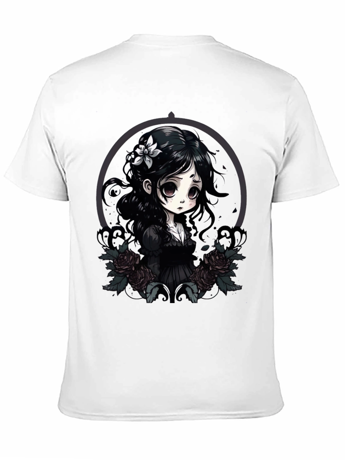 Black Gothic Anime Girl T-Shirt view 11