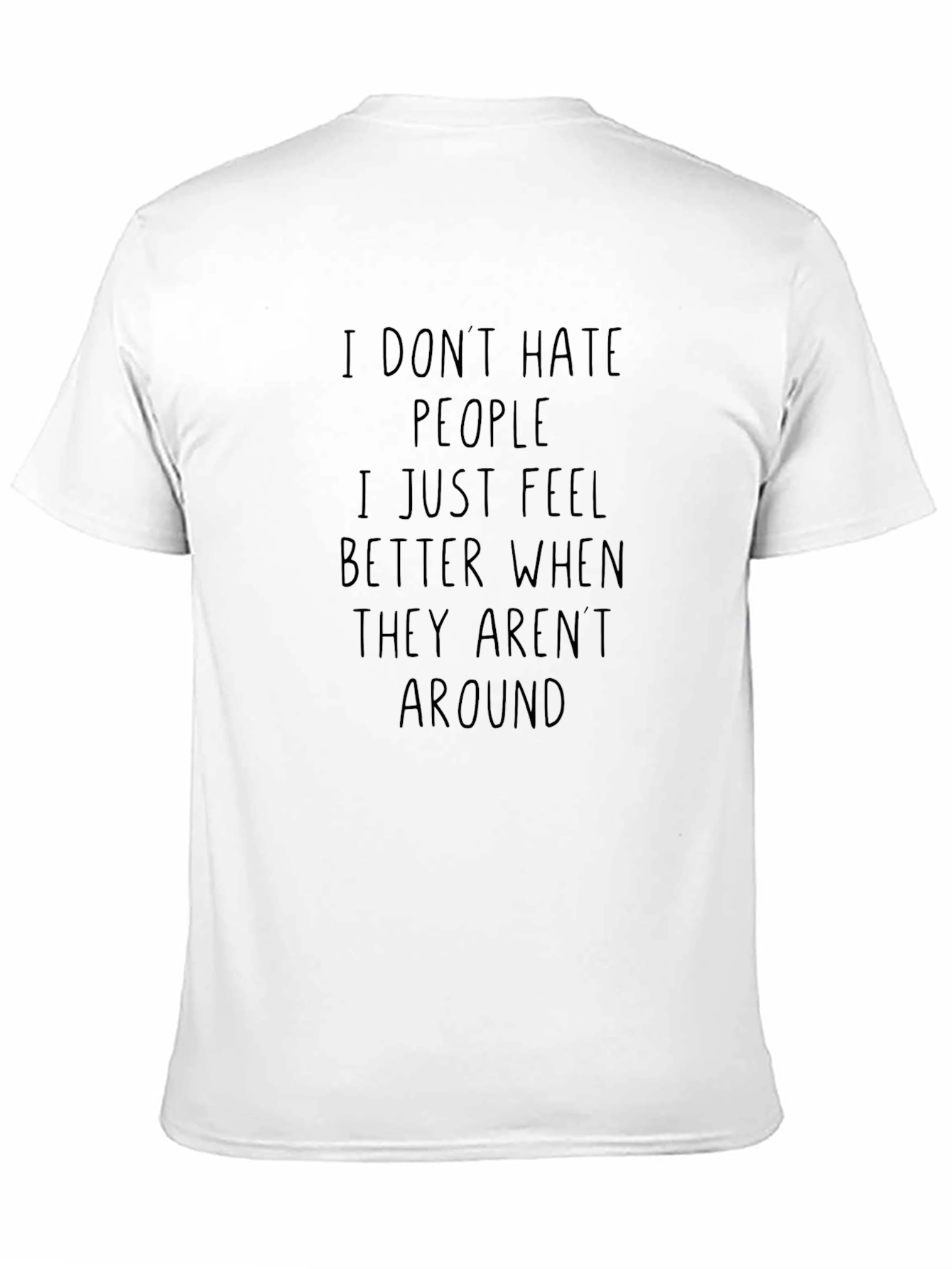 Black Introvert Humor Tee - "I Don't Hate People" T-Shirt view 11