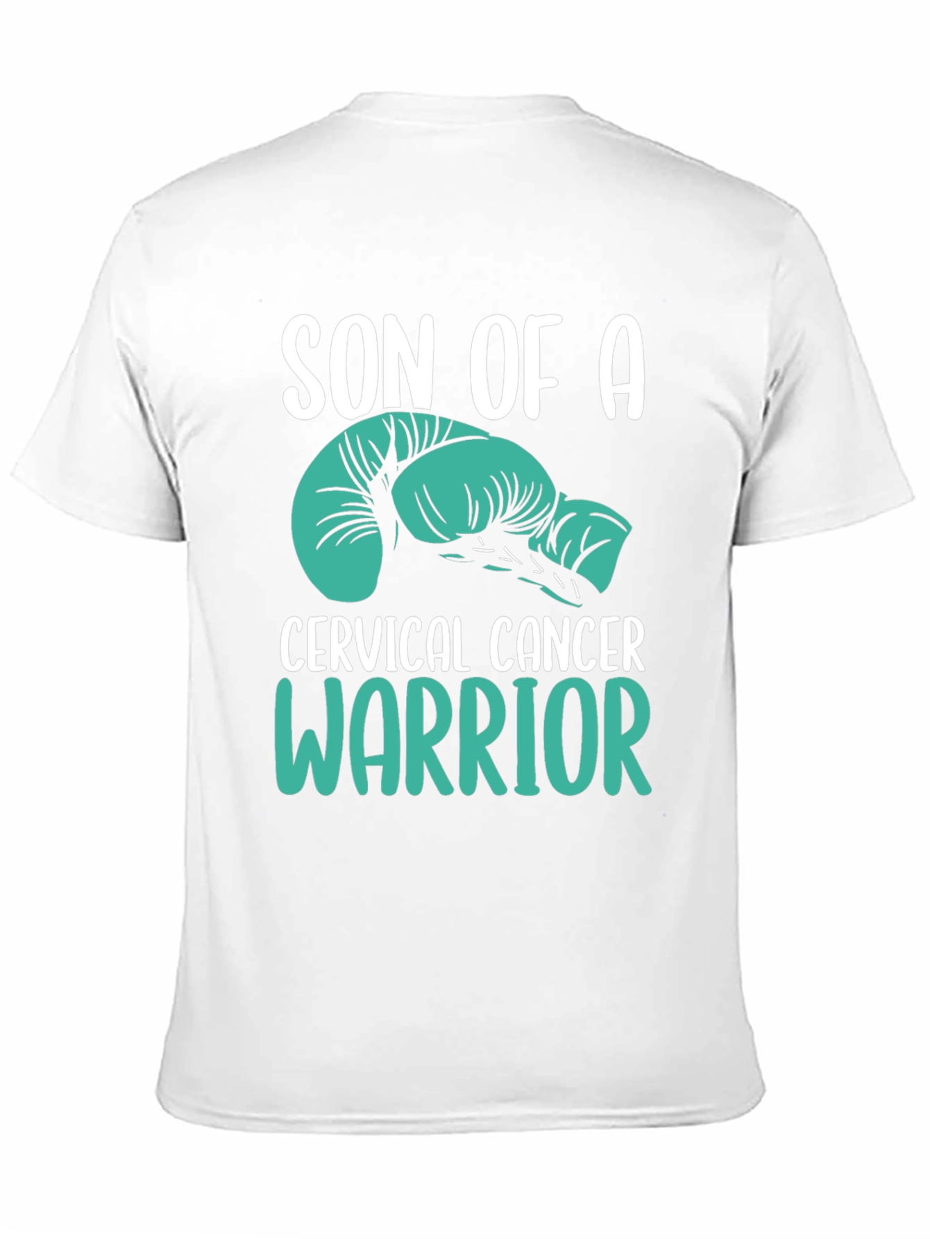 Black Cervical Cancer Warrior T-Shirt - Teal Boxing Gloves view 11
