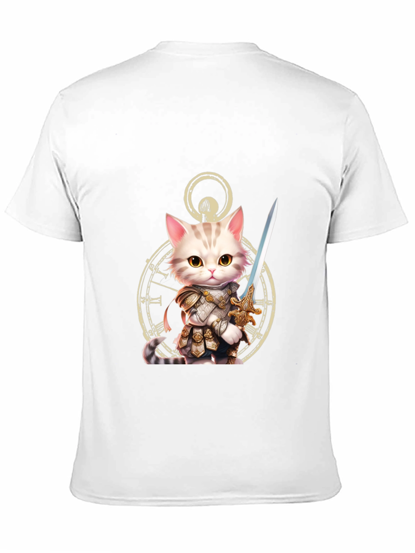 Black Cat Knight T-Shirt - Whimsical Warrior Design view 11