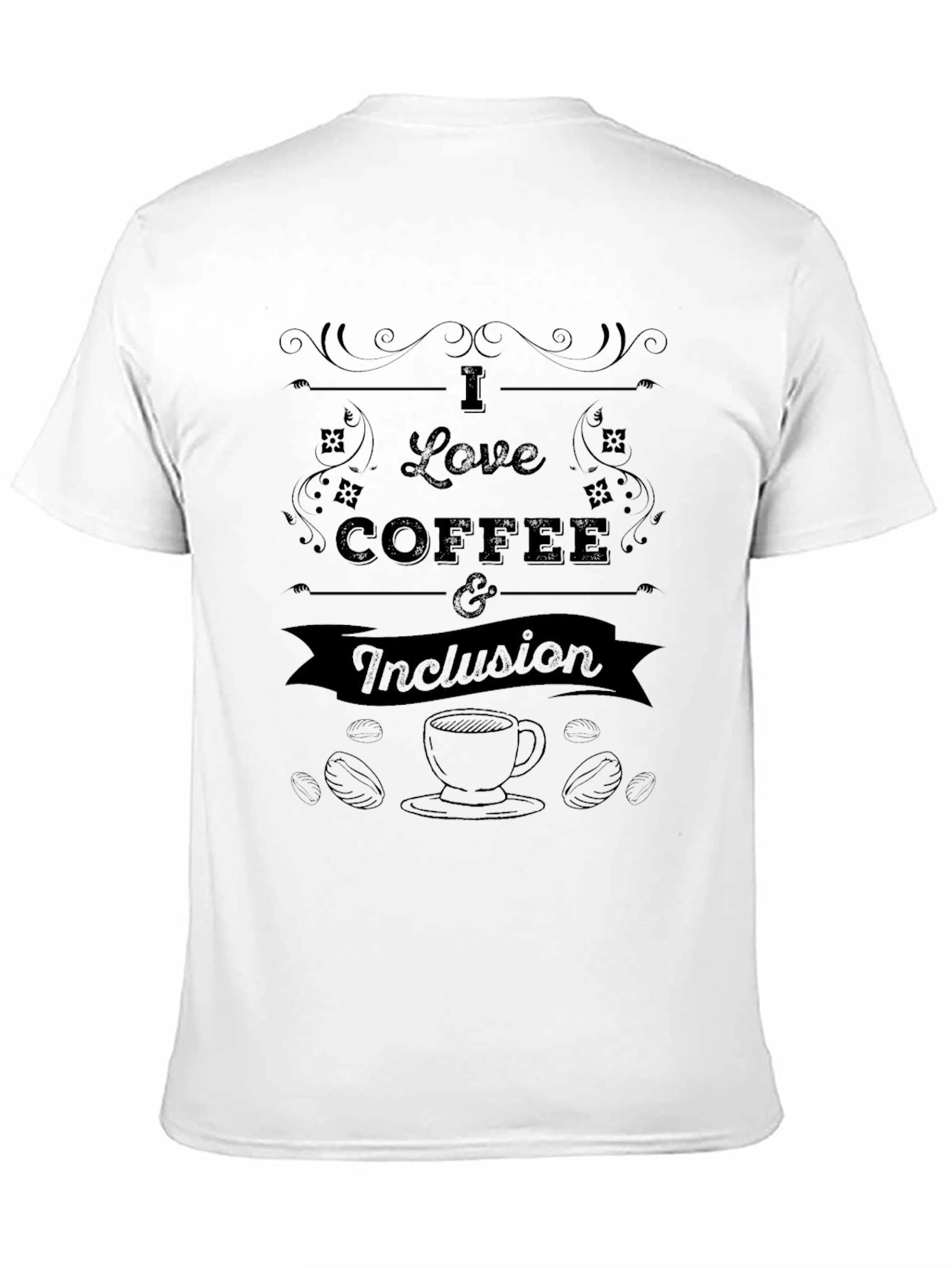 Black I Love Coffee & Inclusion Graphic T-Shirt view 11