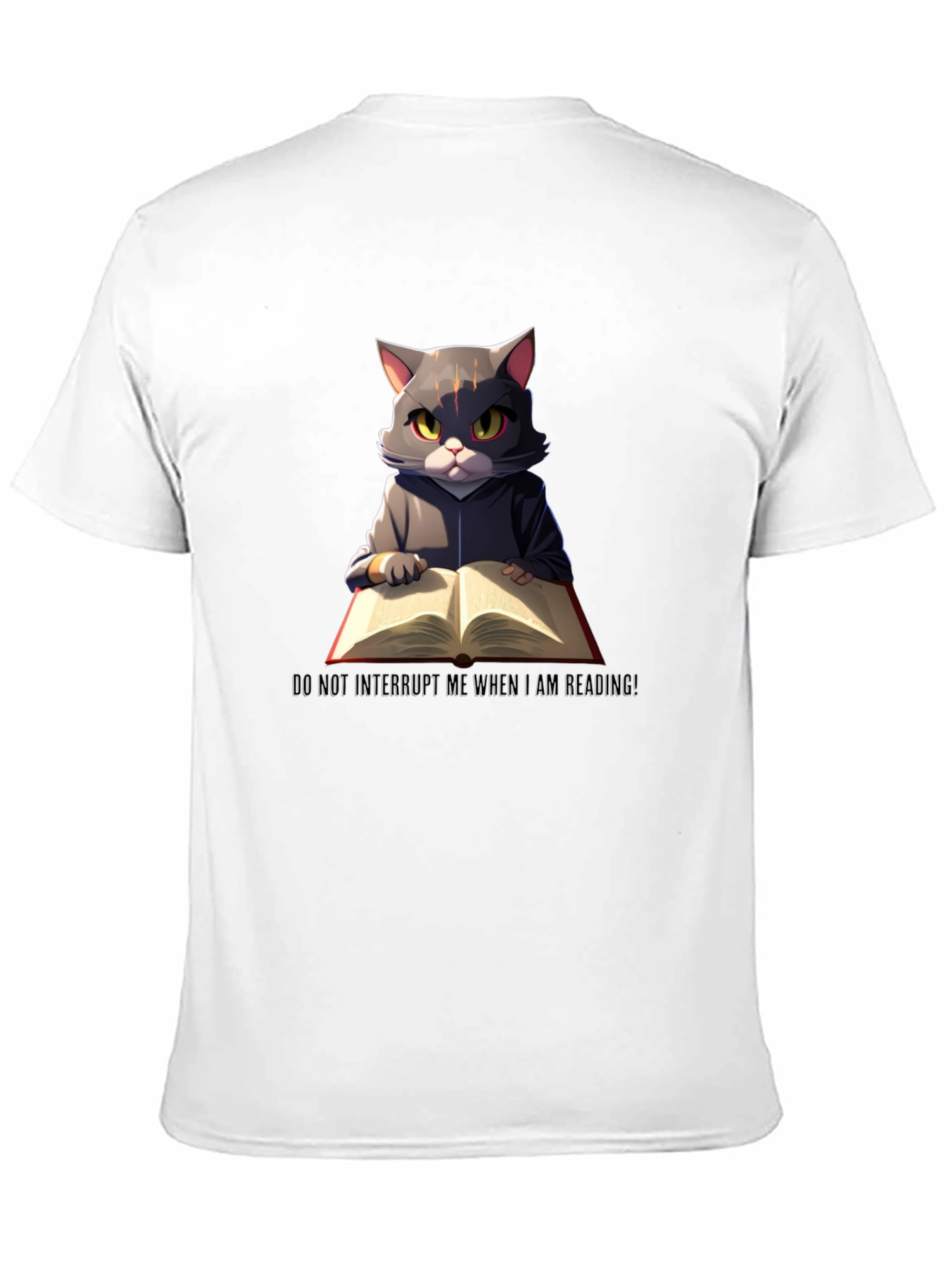 Black Reading Cat Graphic T-Shirt - Do Not Disturb view 11