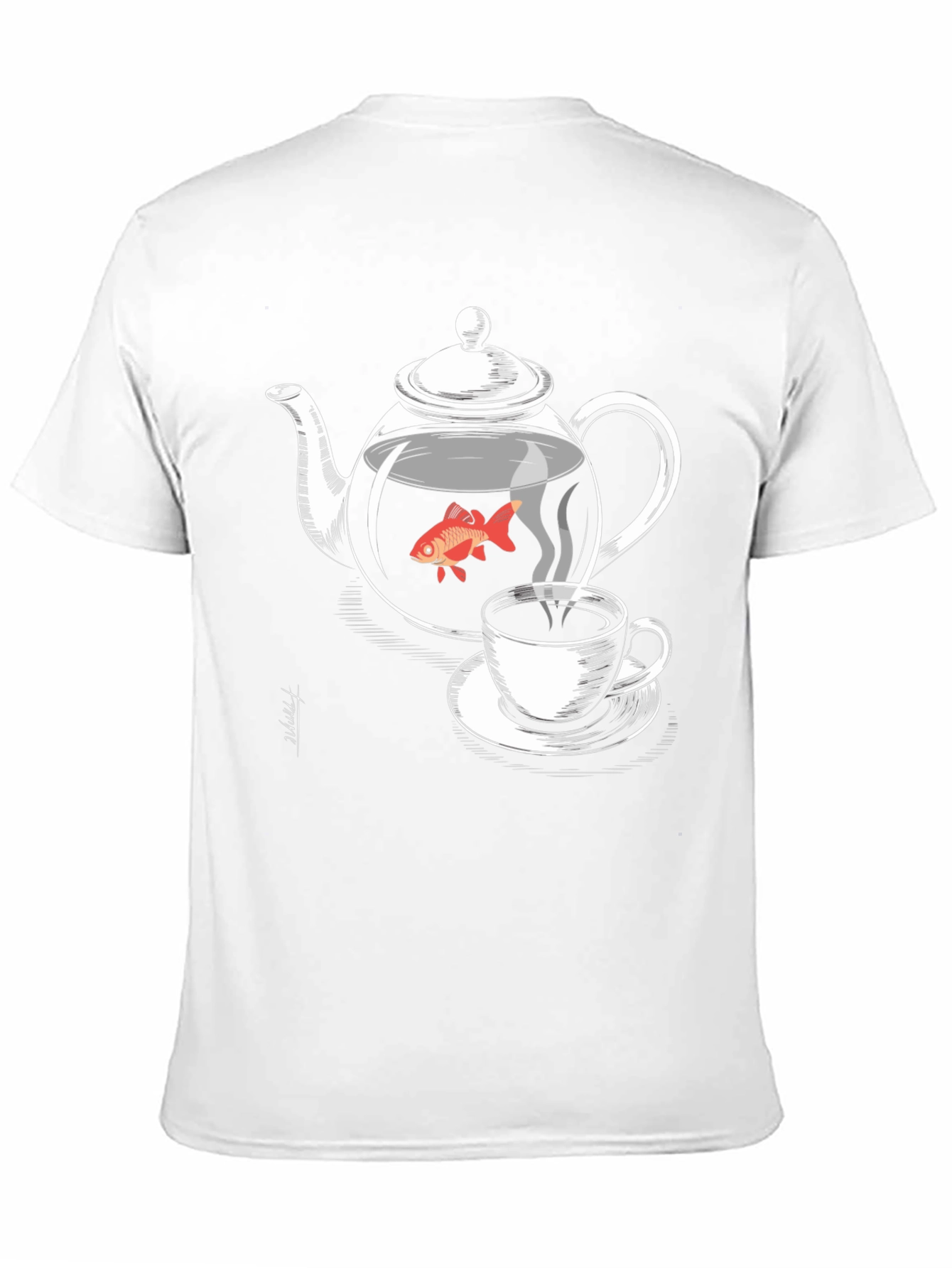 Black Teapot Goldfish Graphic T-Shirt - Unique Design view 11