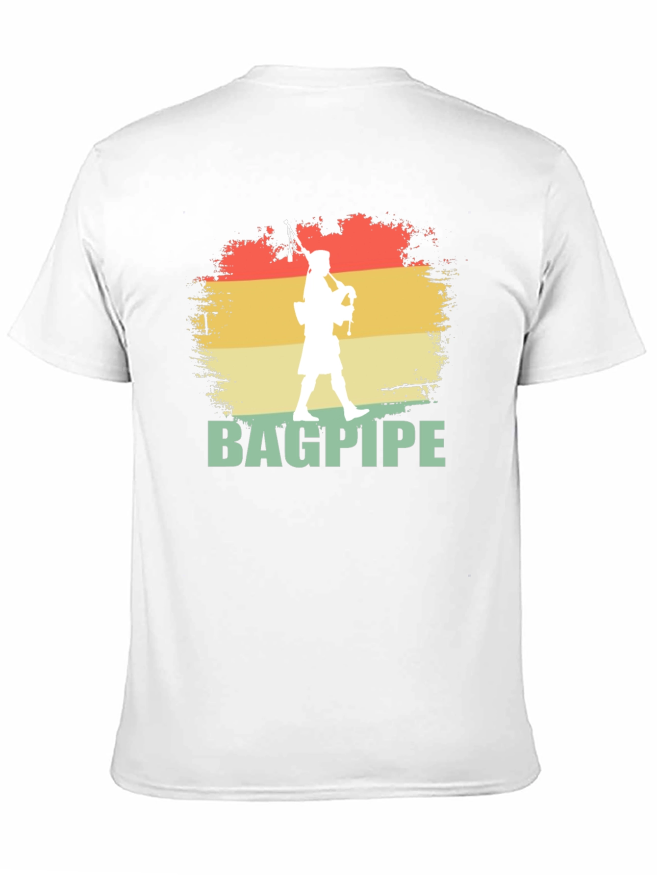 Black Bagpipe Player Graphic T-Shirt | Retro Style Design view 11