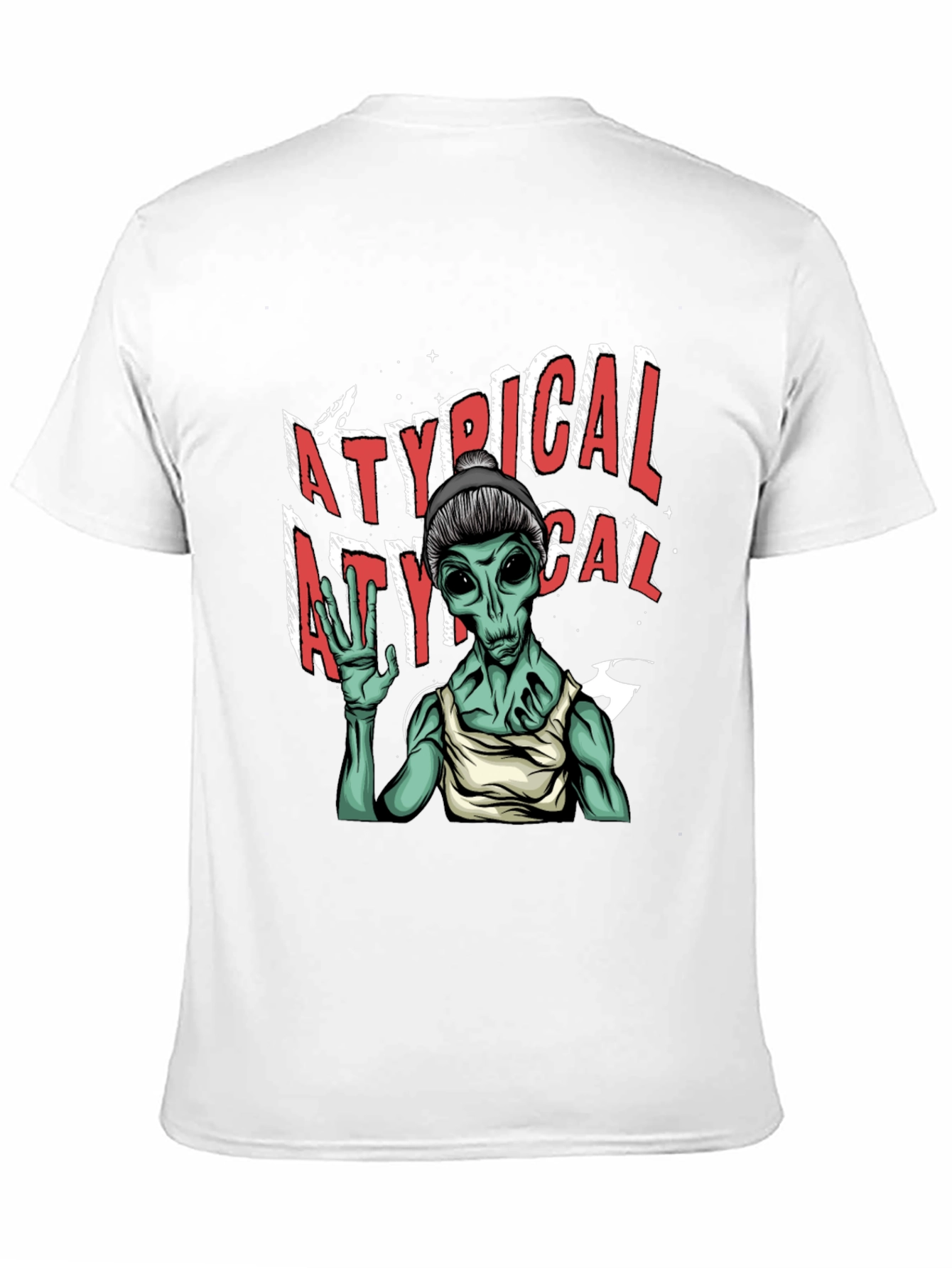 Black Atypical Alien Graphic Tee - Black Cotton T-Shirt view 11