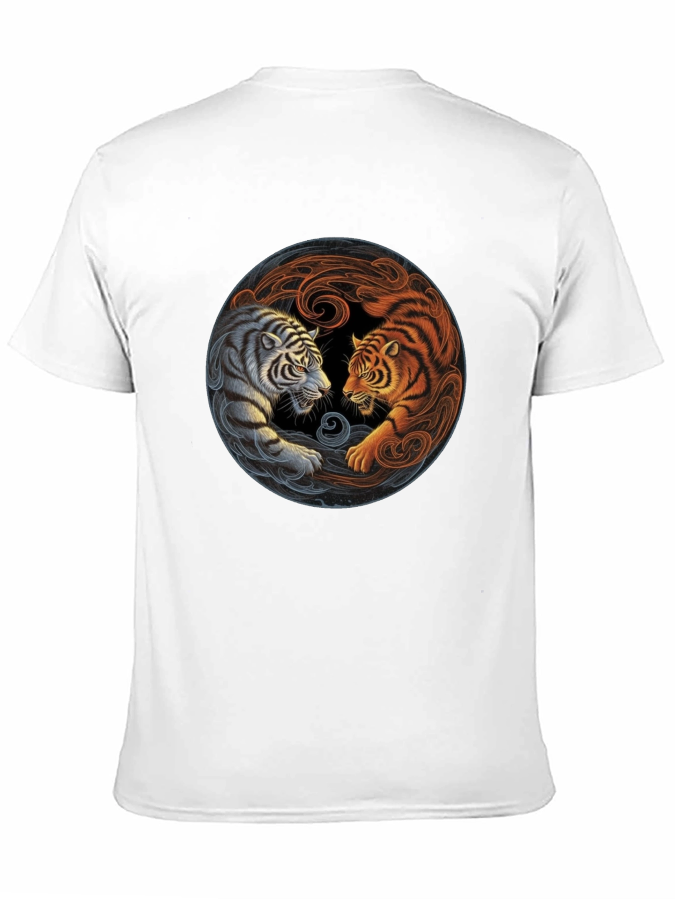 Black Yin Yang Tiger Graphic Tee - Black Cotton Blend view 11