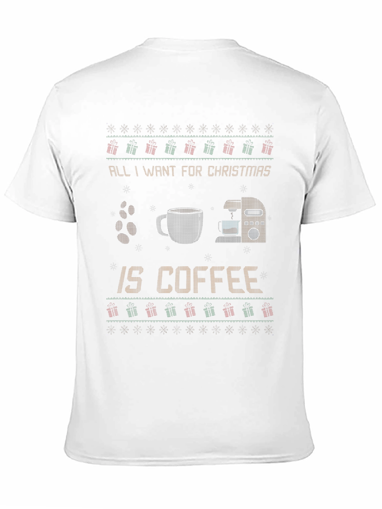 Black All I Want for Christmas is Coffee Ugly Sweater T-Shirt view 11
