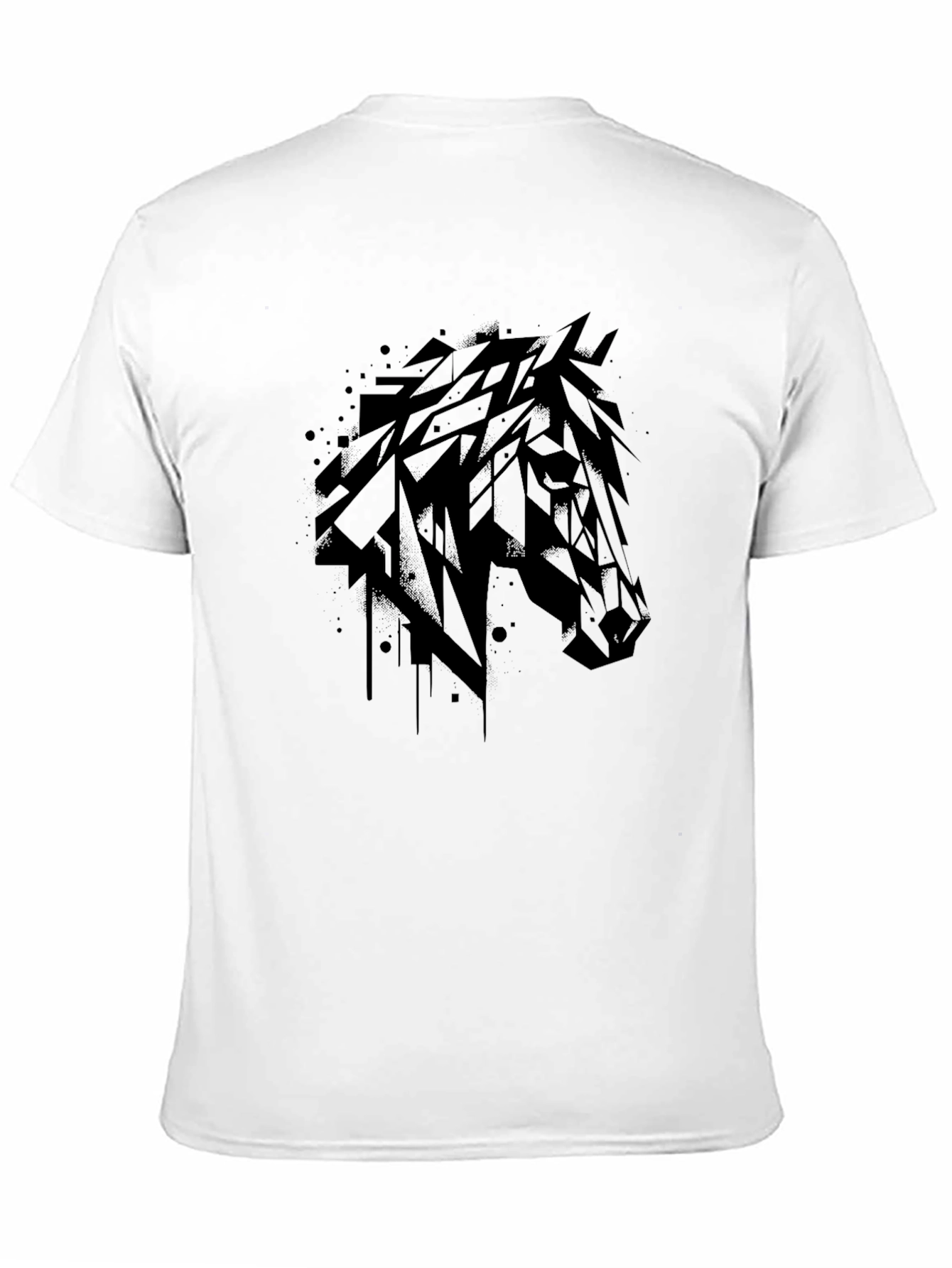 Abstract Horse Head Black T-Shirt - 11