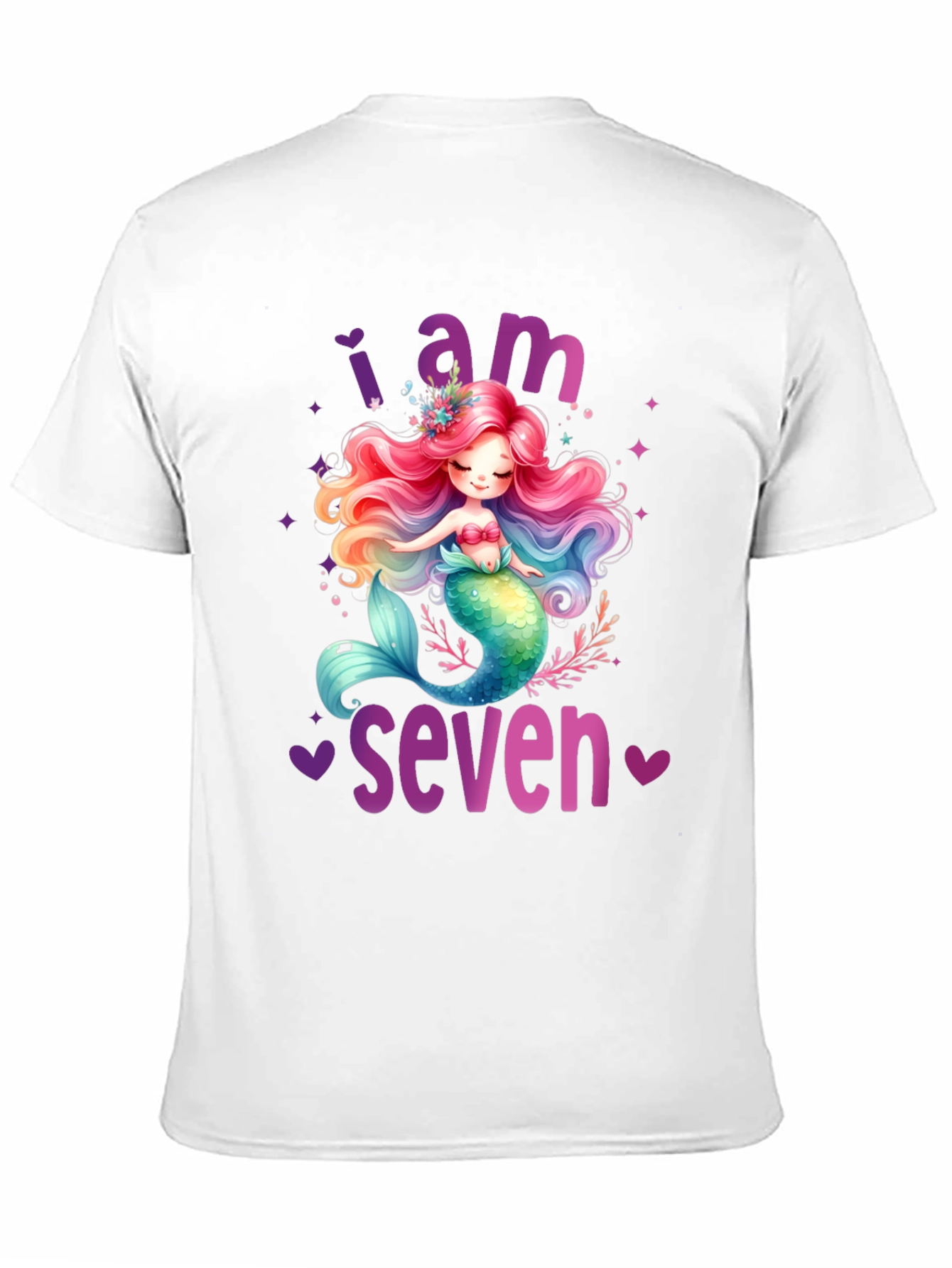 Black Mermaid Birthday T-Shirt - I Am Seven view 11