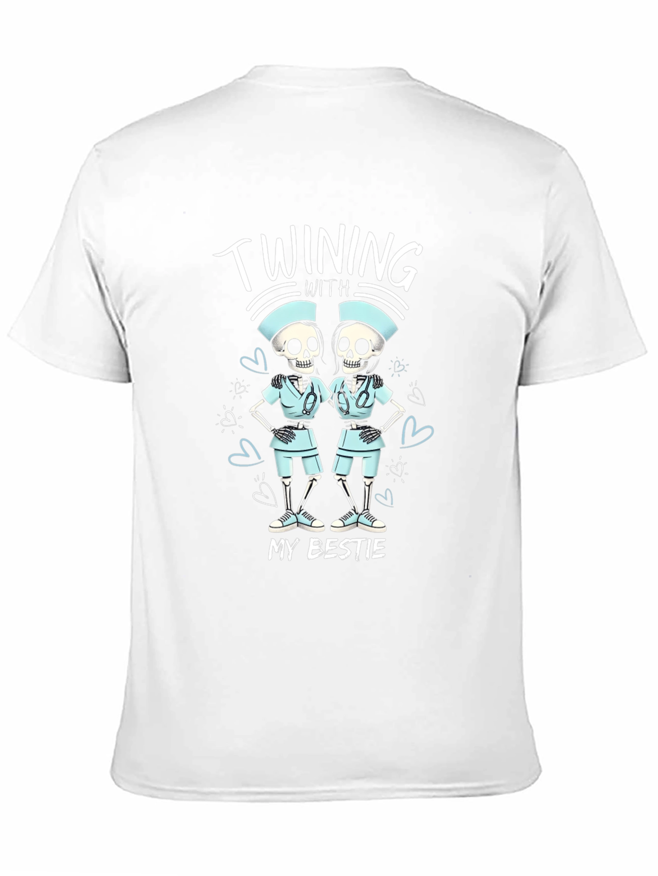 Black Funny Skeleton Nurse T-Shirt - Twinning With My Bestie view 11