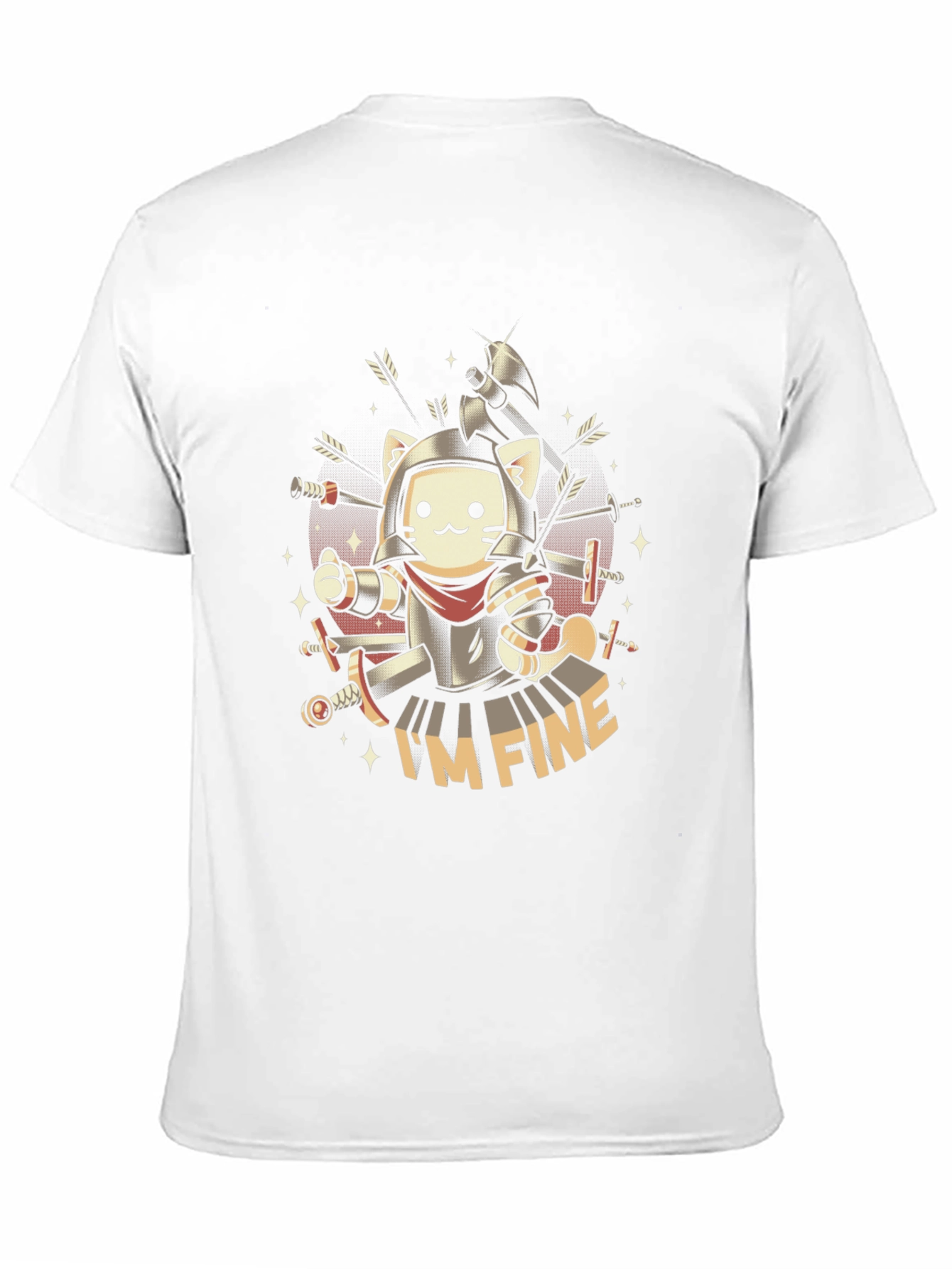 Black I'm Fine Cat Knight T-Shirt view 11