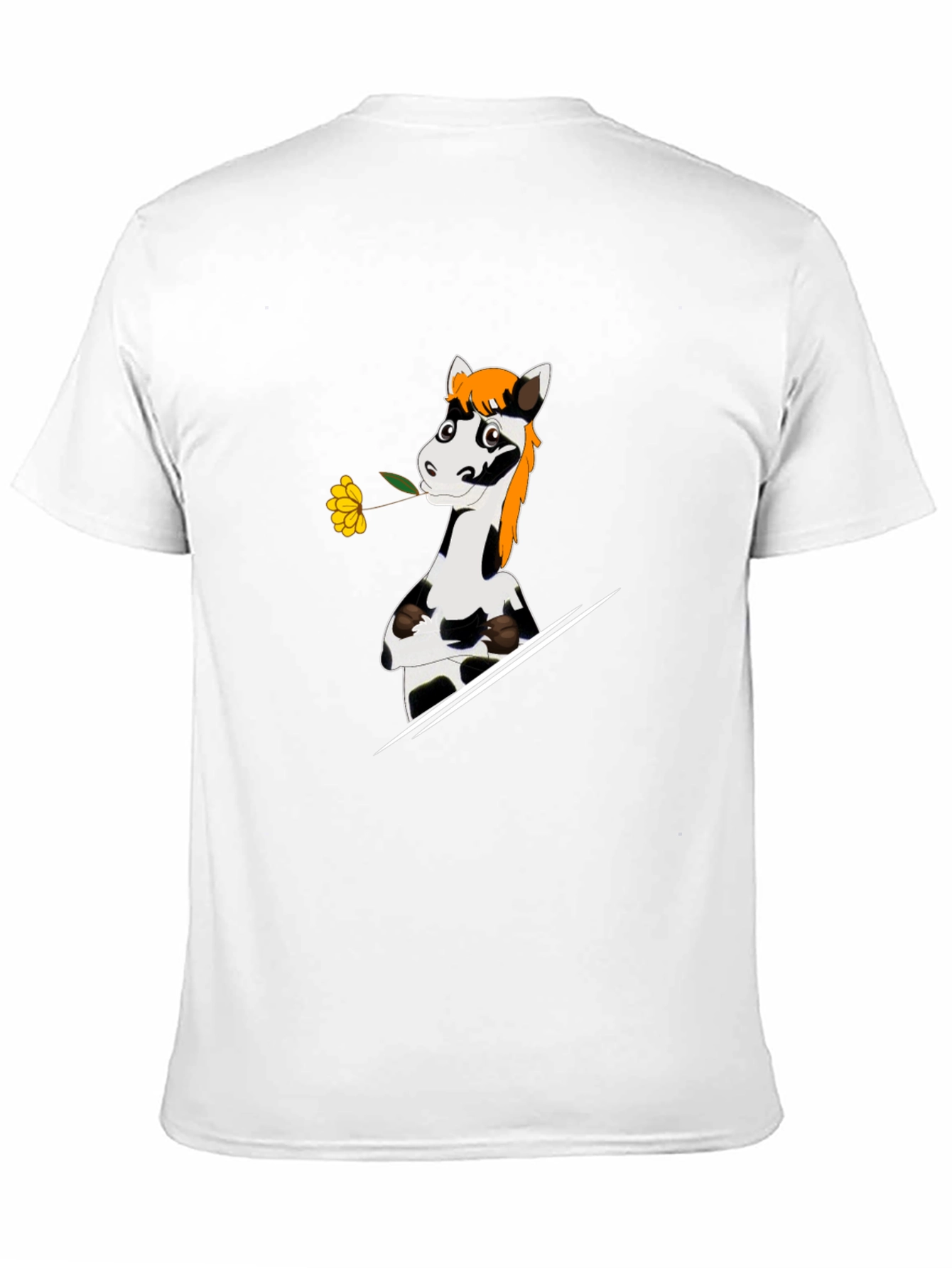 Black Cartoon Horse with Flower Graphic T-Shirt view 11