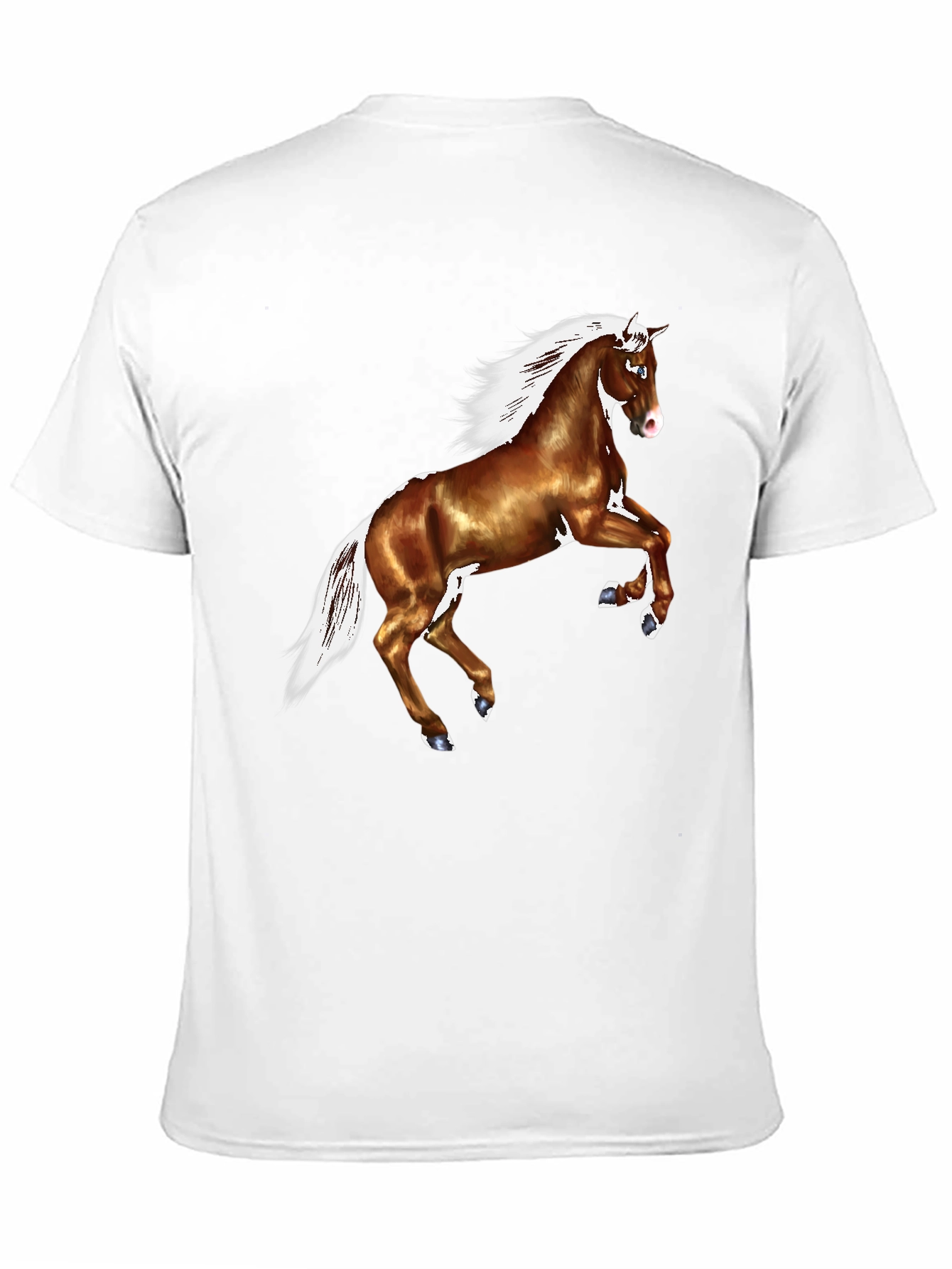 Black Horse Graphic Tee - Black Cotton Casual T-Shirt view 11