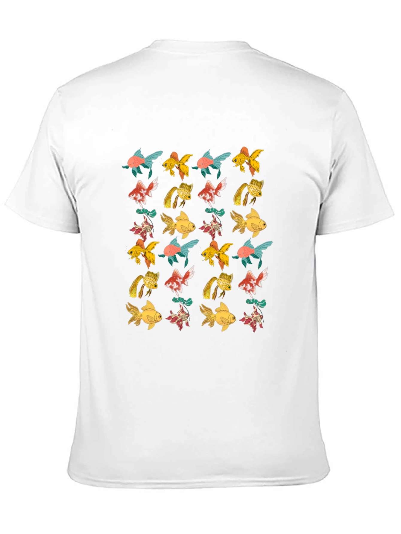 Black Black T-Shirt with Goldfish Pattern view 11