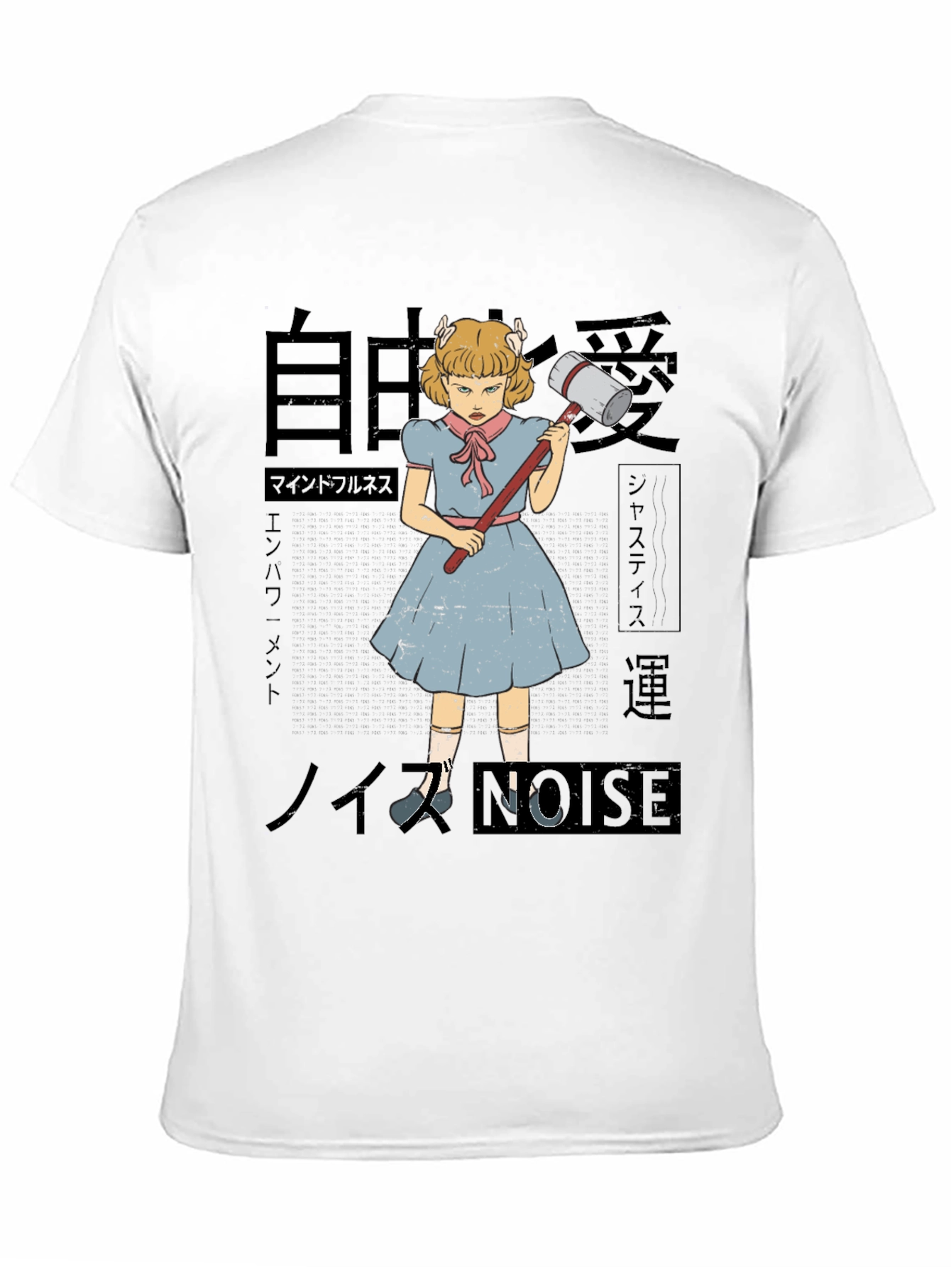 Black Anime Girl with Hammer Graphic Tee view 11