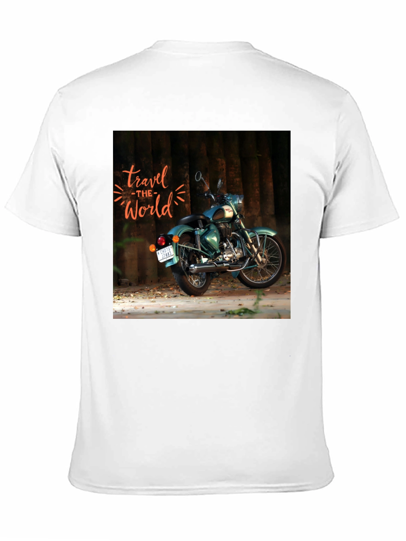 Black Travel the World Motorcycle Graphic T-Shirt view 11