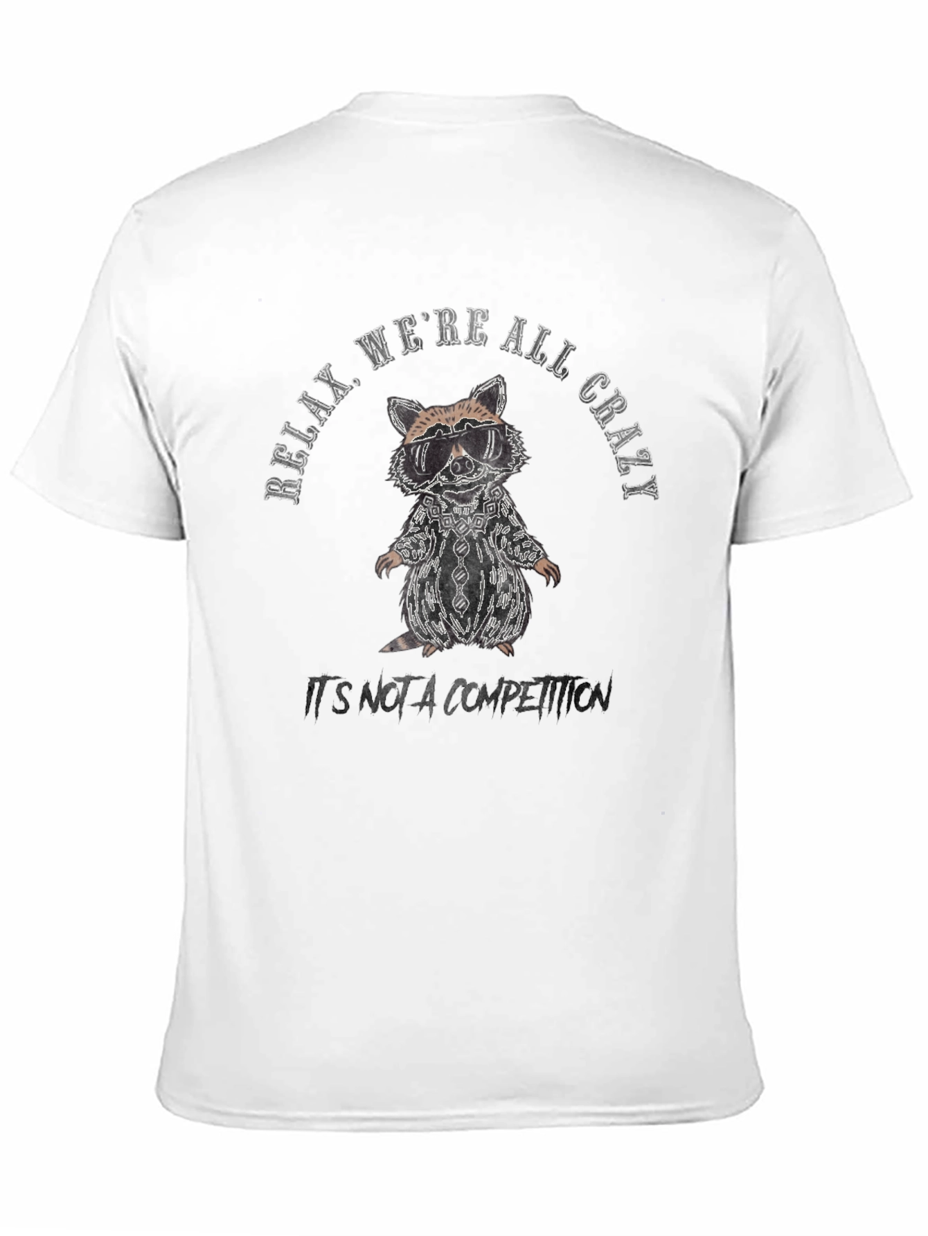 Black Relax We're All Crazy Raccoon Graphic Tee view 11