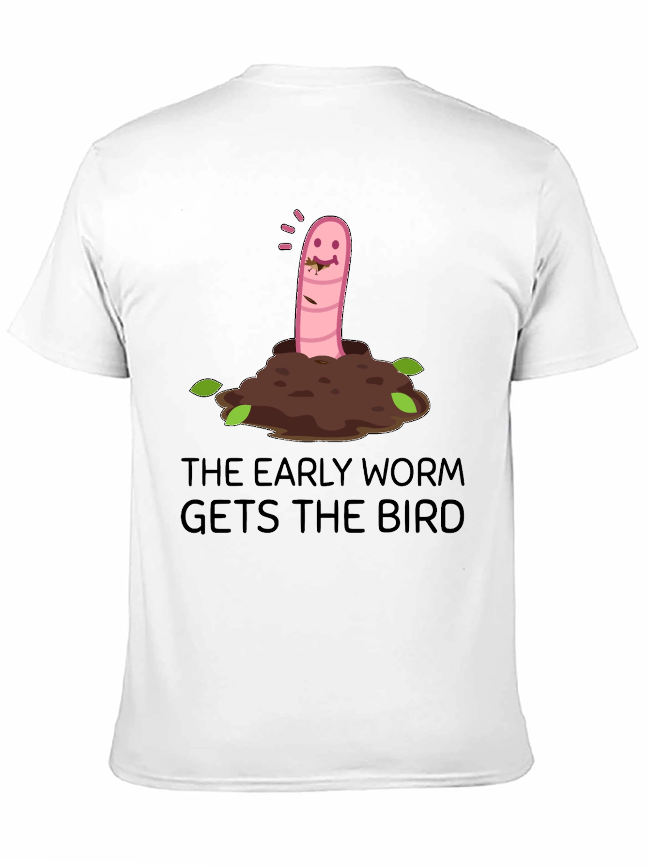 Black Early Worm Gets the Bird Graphic T-Shirt view 11