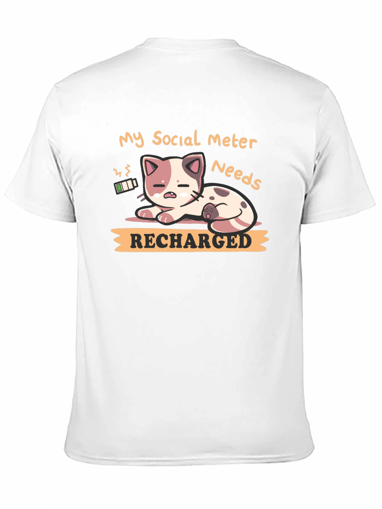 Black Social Meter Recharge Cat Graphic T-Shirt view 11