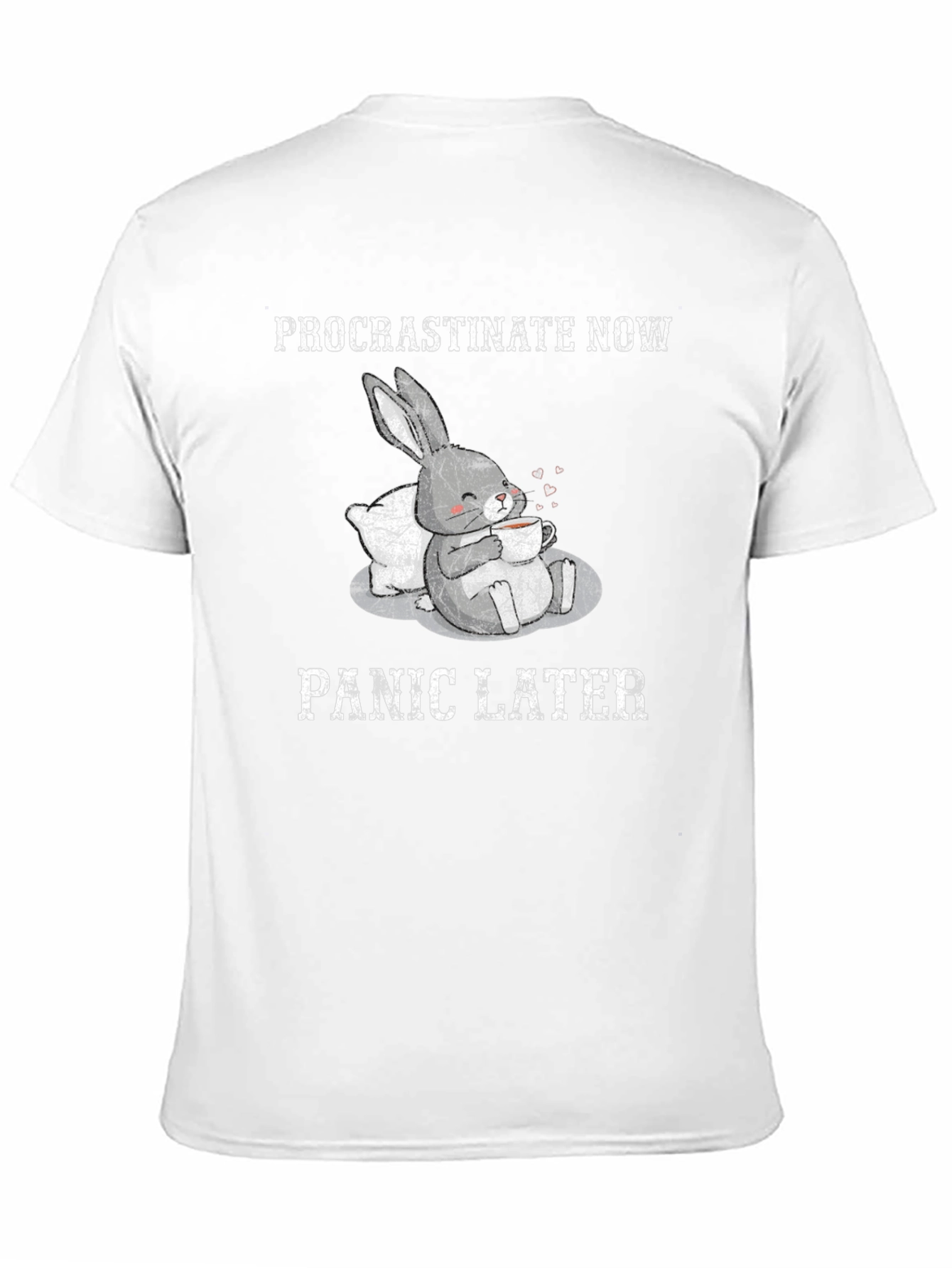 Black Procrastinate Now Panic Later Funny Rabbit T-Shirt view 11