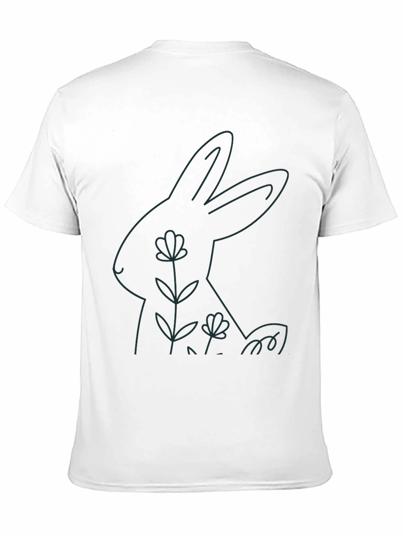 Black Minimalist Rabbit Graphic Tee - Black Cotton Blend view 11